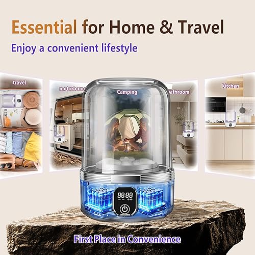 Vista 8 de Mini lavadora con configuración superior 5.0 mejorada: batería dual de lujo de 7000 mAh. Motor alemán número 1. Luz UV-C con certificación SGS