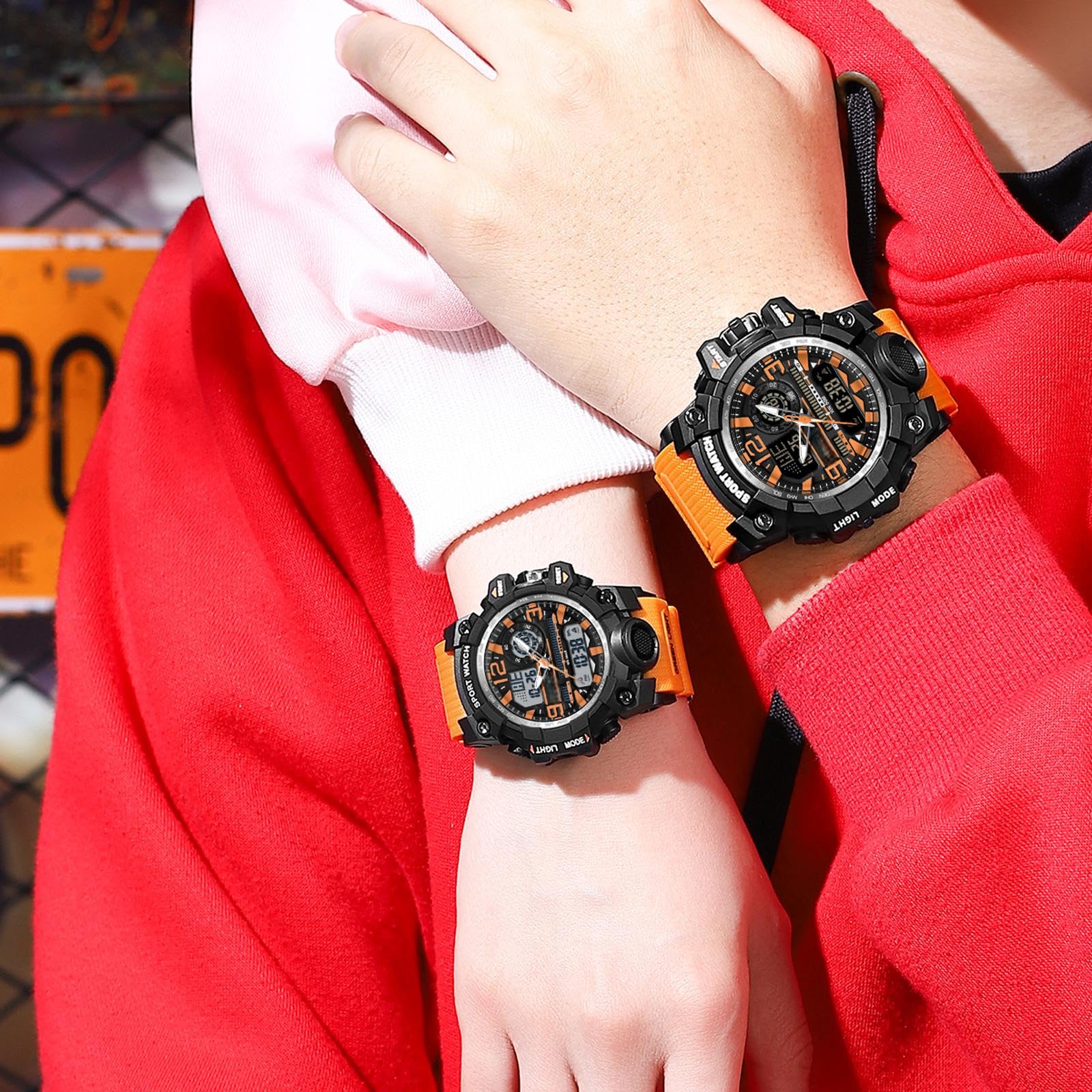 findtime Reloj de pulsera digital deportivo para adolescentes y niñas, reloj digital blanco, pantalla analógica, militar, resistente al agua