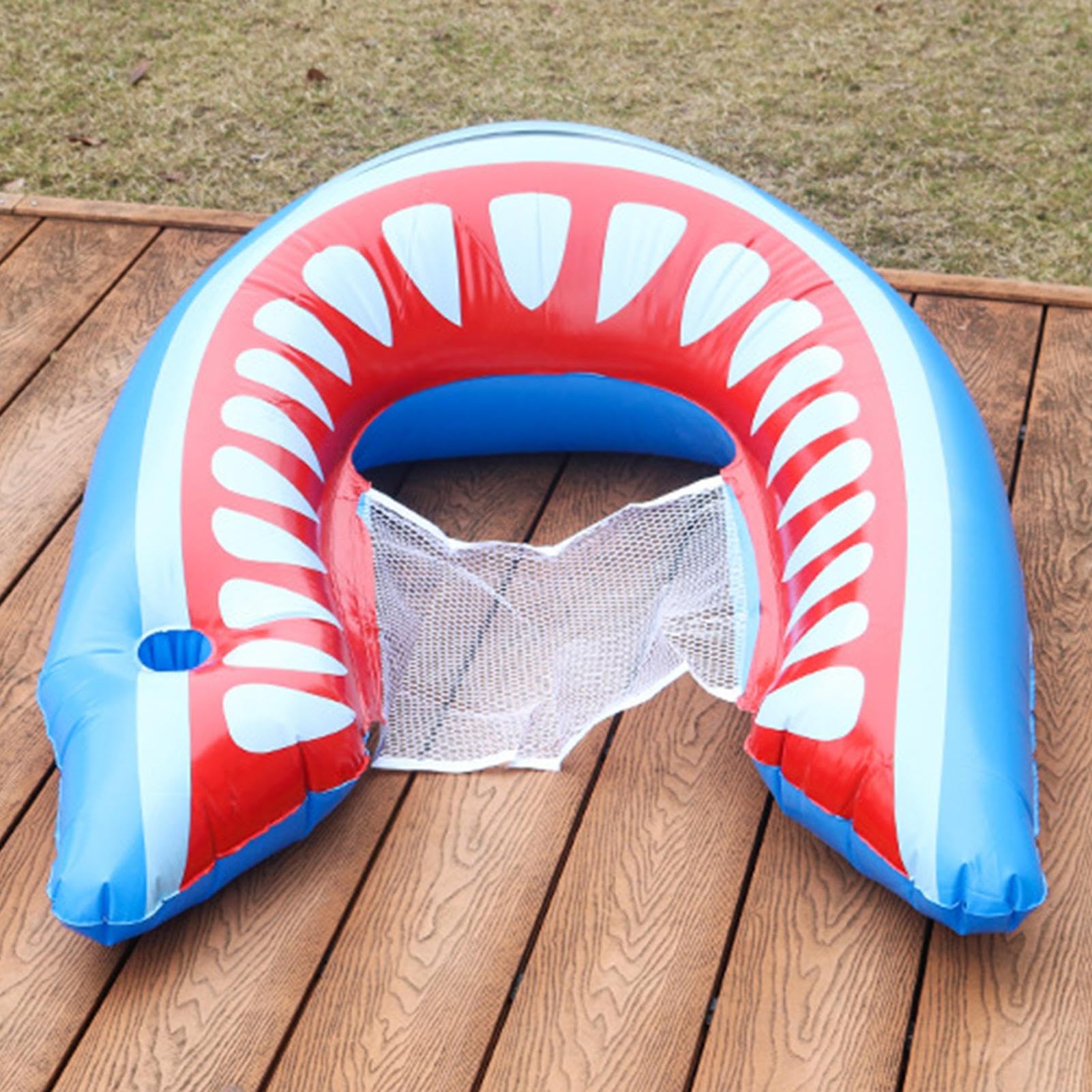 AIRINTIN Chaise flottante gonflable en forme de requin avec auvent, porte- gobelets | Chaises de piscine XL avec pare-soleil réglable, porte-boisson et appuie-tête ergonomique pour adultes | Flotteurs