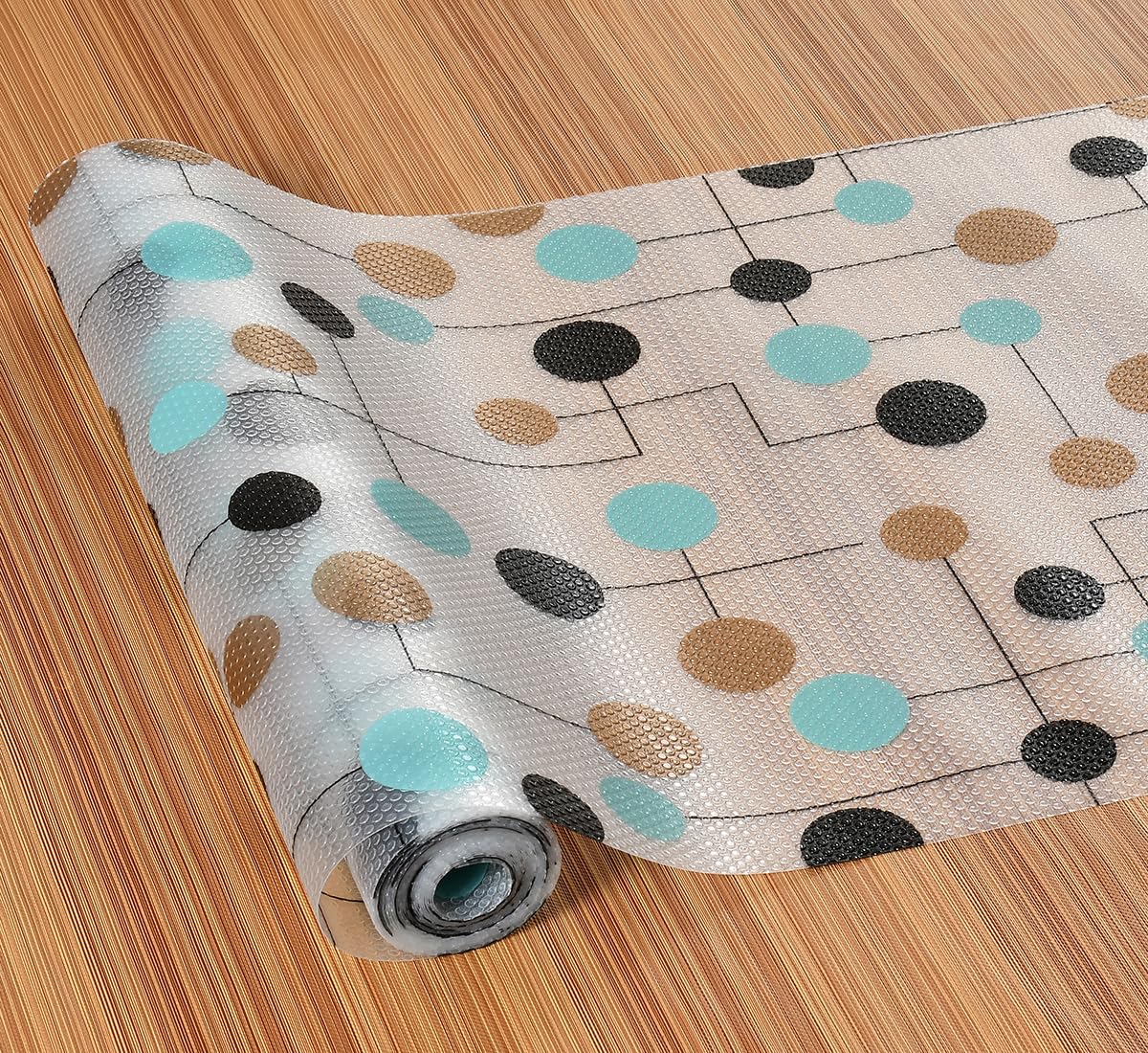 Yellow Weaves PVC Kitchen Mat Fridge Mats 45 cm X 5 Meters Anti Slip Roll, Shelf Liners Sheet for Kitchen, Shelves, Cabinet, Drawer, Wardrobe, Refrigerator, Table (Multi Dots)