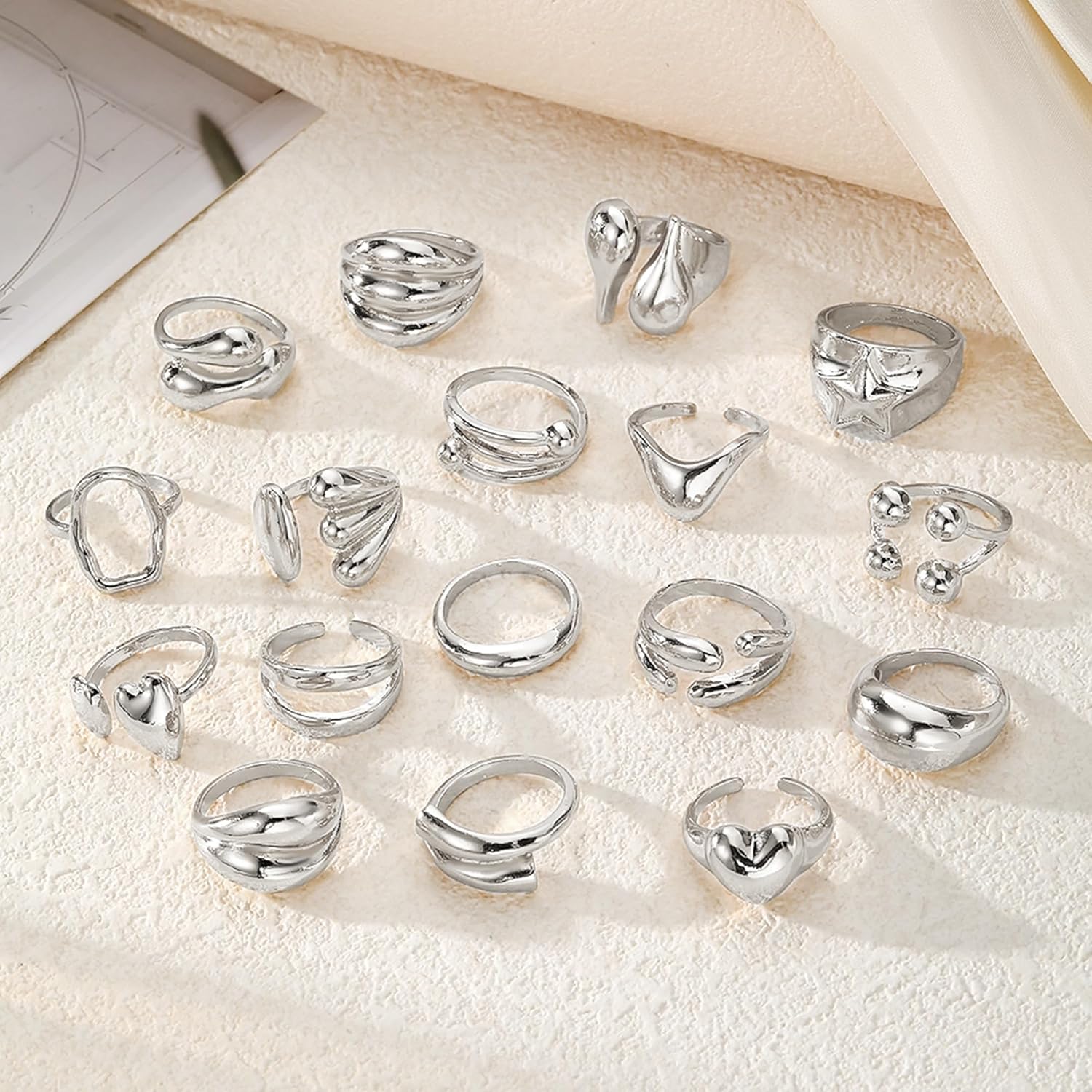 Chunky Rings for Women Non Tarnish 14k Stackable Dome Statement Rings Sets Vintage Dainty Knuckle Open Midi Finger Rings Jewelry Pack Gifts - Image 9