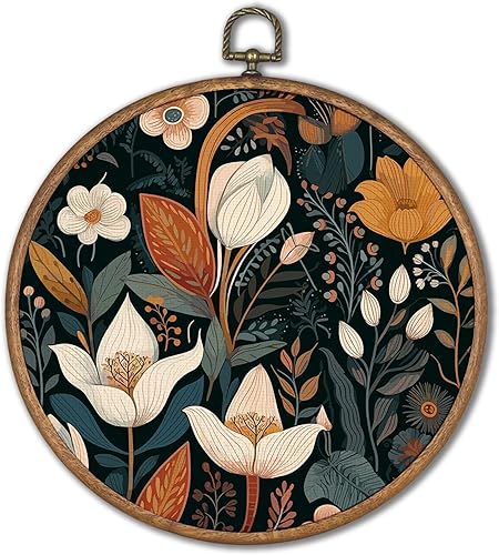 KSDUT Decoración de pared floral vintage, arte botánico neutro de mediados de siglo, arte de pared moderno con marco de lienzo para colgar, paisaje