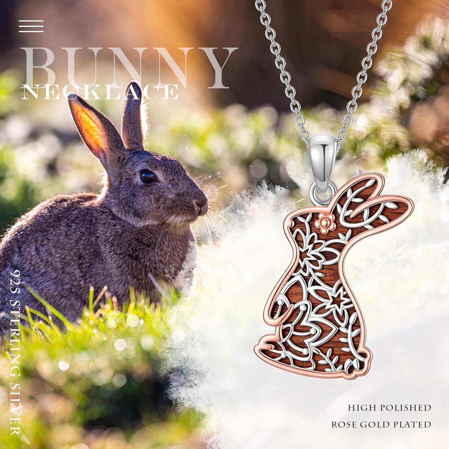 OHAYOO Rabbit Necklace for Women Cute Bunny Animal Necklace 925 Sterling Silver Jewelry Gifts for Women - Image 6