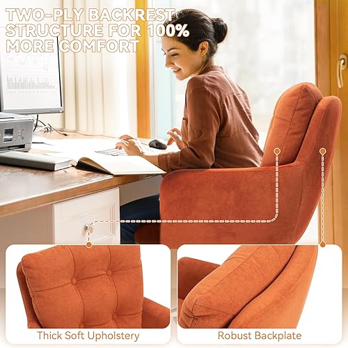 Miniatura 4 de Silla de oficina de tela de felpa, cómodas sillas de escritorio para oficina en casa con soporte lumbar, silla de escritorio moderna de tela de