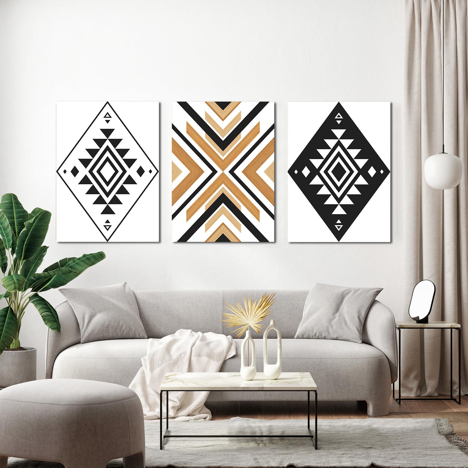 Aztec Wall Art Framed Canvas Aztec Wall Decor Black White Aztec Posters Prints Tribal Aztec Wall Art Geometric Abstract Wall Art Farmhouse Home Decor for Living Room Bathroom Decor 12x16inch