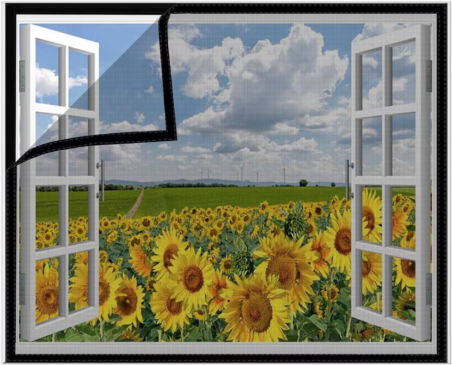 Window Screen Black 90x185cm Thick Self-Adhesive Mesh with Reinforced Edge,DIY Temporary Nylon Window Screens Replacement