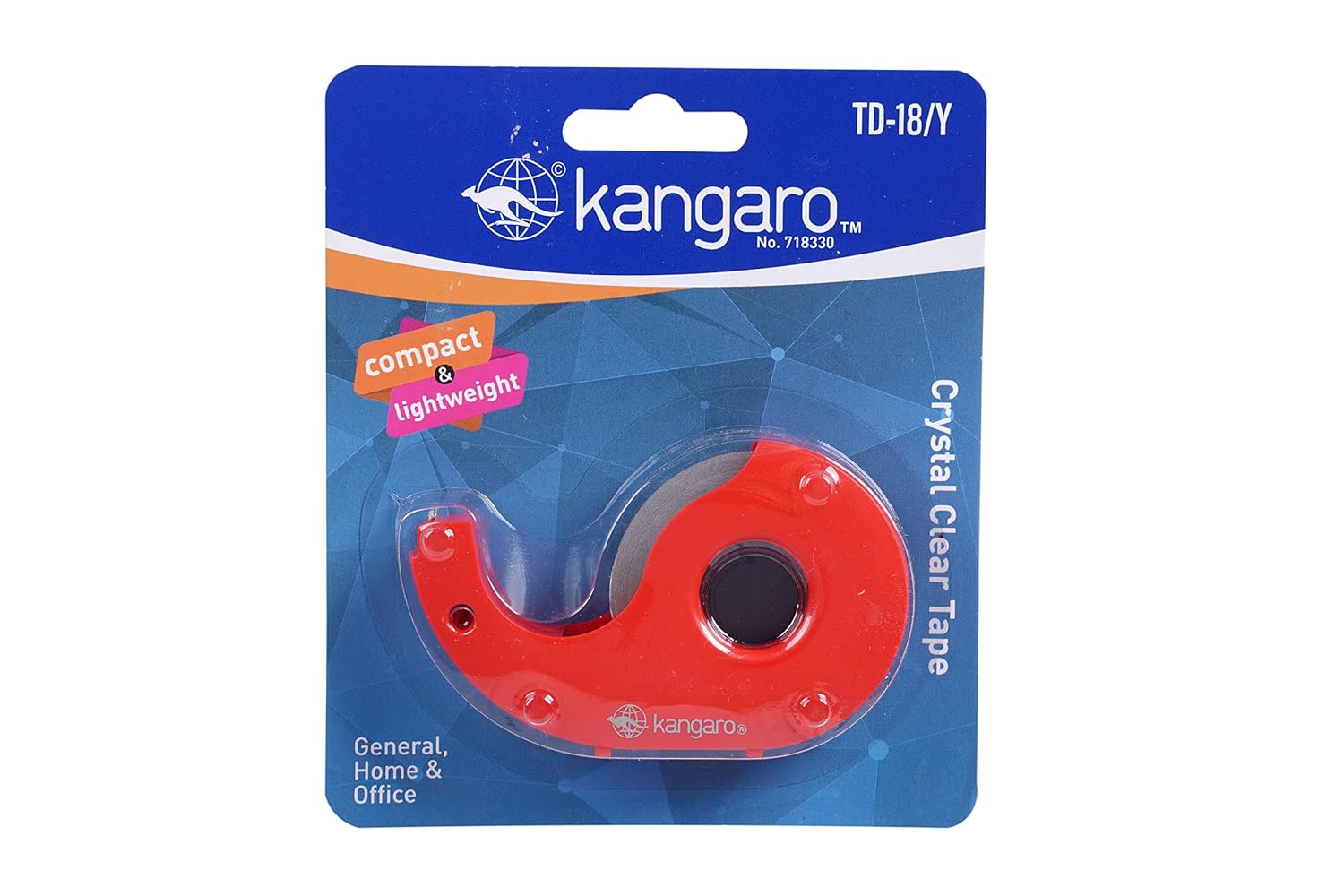 Kangaro Desk Essentials TD18Y Crystal Clear Tape Dispenser Blister