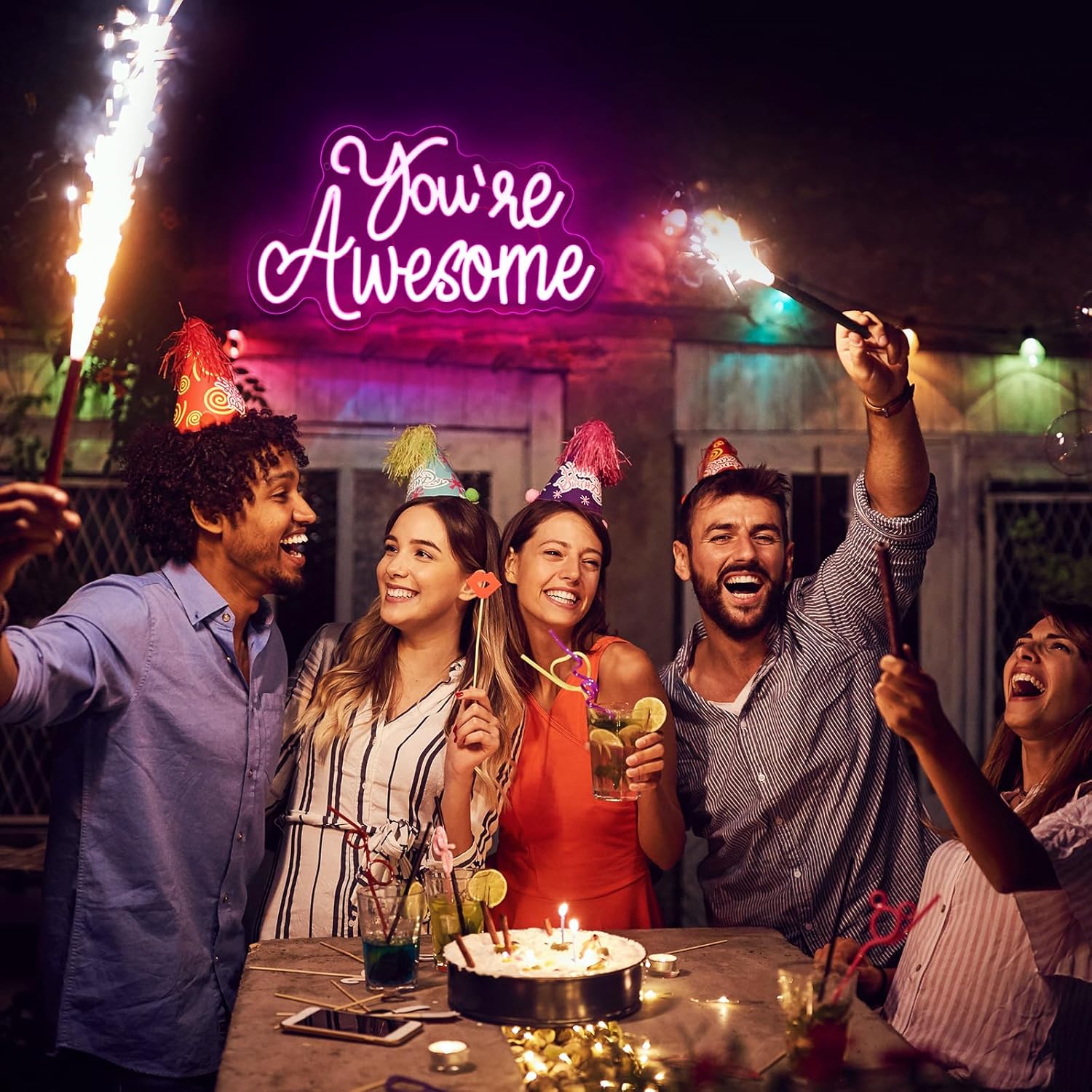 You Are Awesome Neon Signs Dimmable Inspirational LED Neon Lights for Wall Decor Pink USB Positive Quotes Light up Sign for Bedroom Wedding Birthday Classroom Home Office Bar Hanging Decor - Image 6