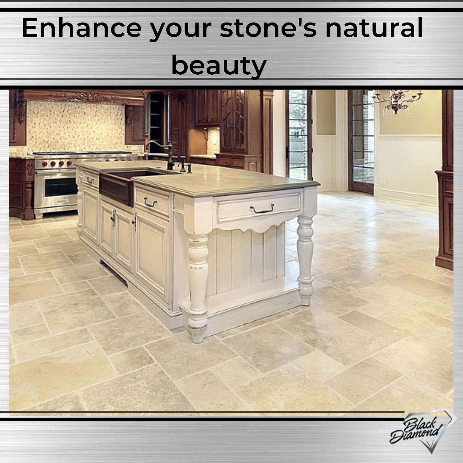Black Diamond Stoneworks Limestone and Travertine Floor Cleaner: Natural Stone, Marble, Slate, Polished Concrete, honed or tumbled surfaces. Concentrated Ph. Neutral. (1-Quart)