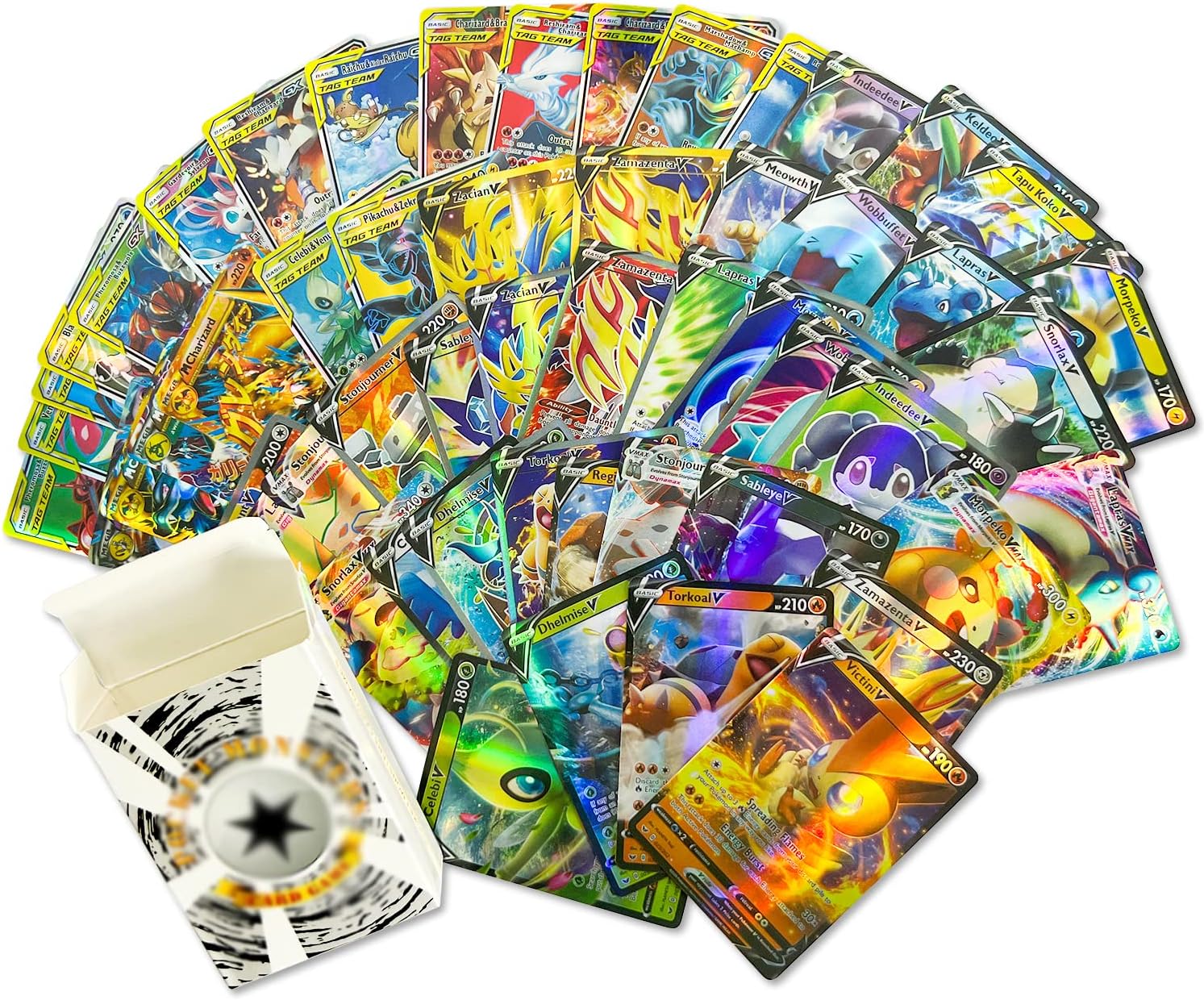 Cartões TCG ultra raros de 64 peças vmax Booster Box, incluindo