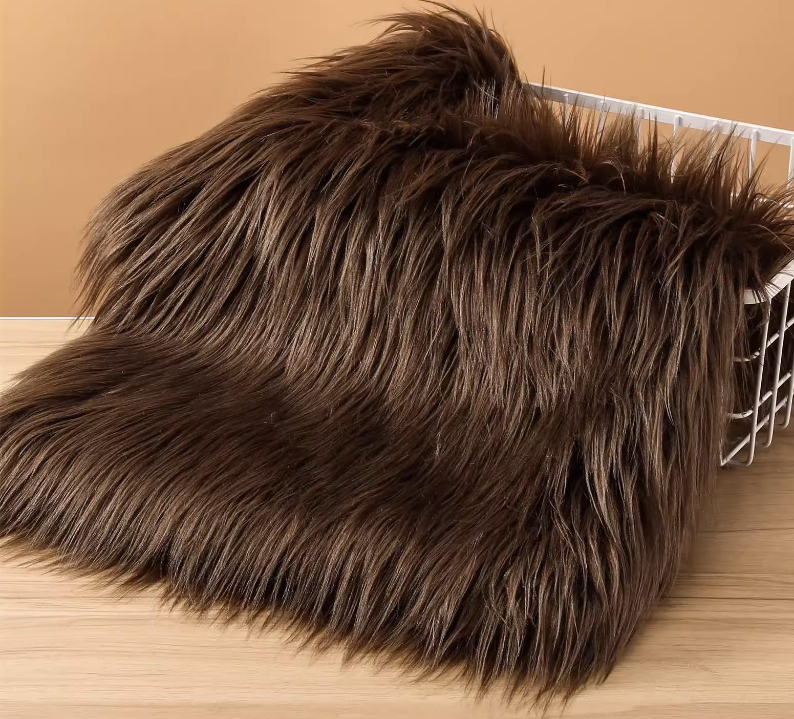 Faux Fur Fabric Square Patches for Crafts, Sewing, Costumes, Seat Pads (Dark Brown, 10 x 20 Inch)