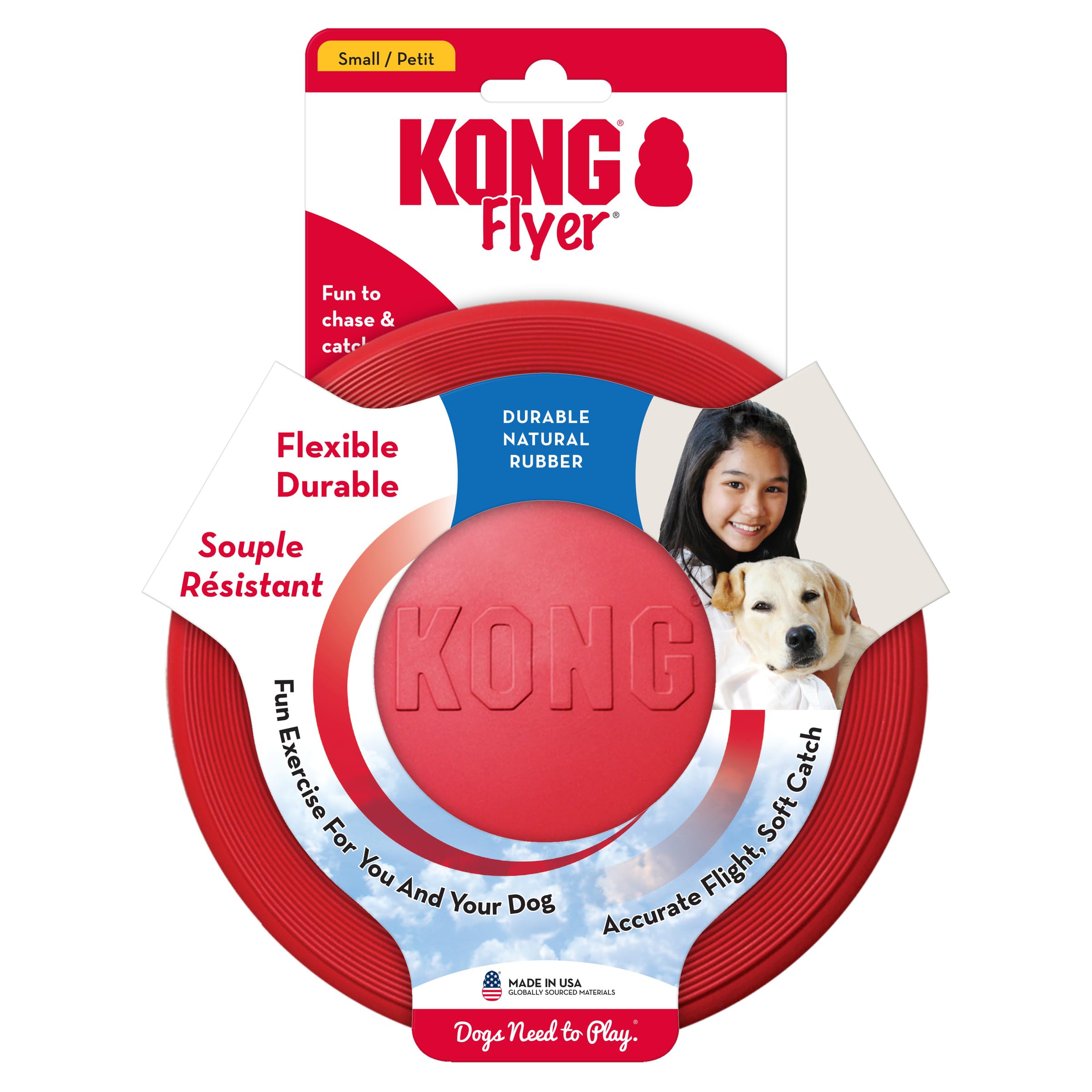 KONG Flyer- Lot de 2 disques Volants en Caoutchouc Durable pour Petits Chiens