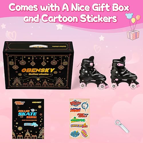 Miniatura 5 de Patines para niños de 3 a 12 años, 4 tamaños ajustables para niños con 8 ruedas iluminadas, patines para niñas Rosa (Sakura