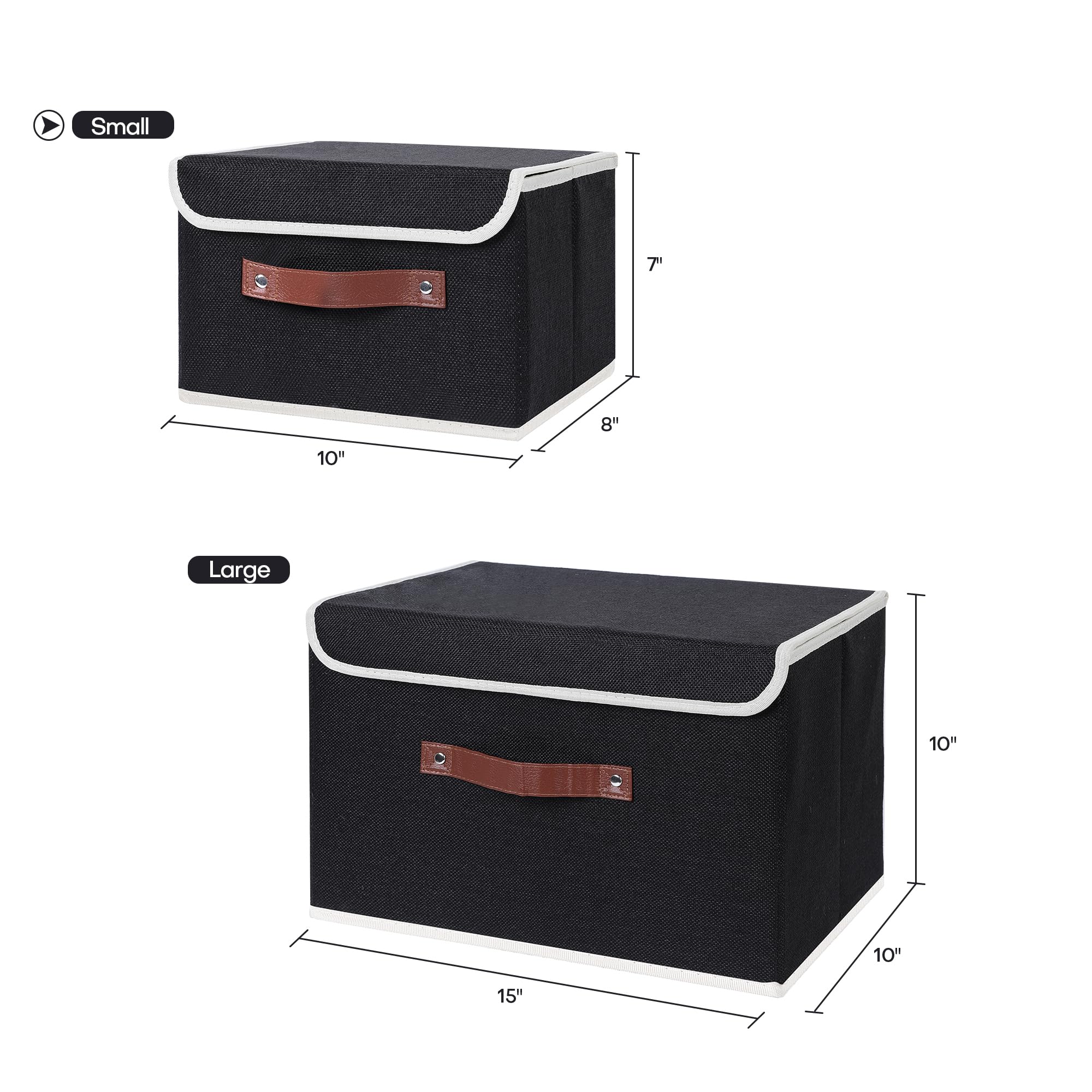 ANMINY 2 contenitori portaoggetti con coperchio, manici in pelle PU