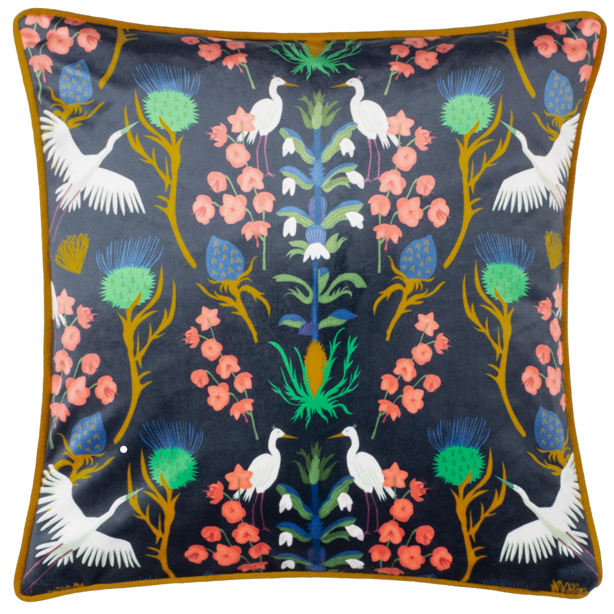 Kate Merritt Herons Illustrated Polyester Filled Cushion,Blue,43 x 43cm