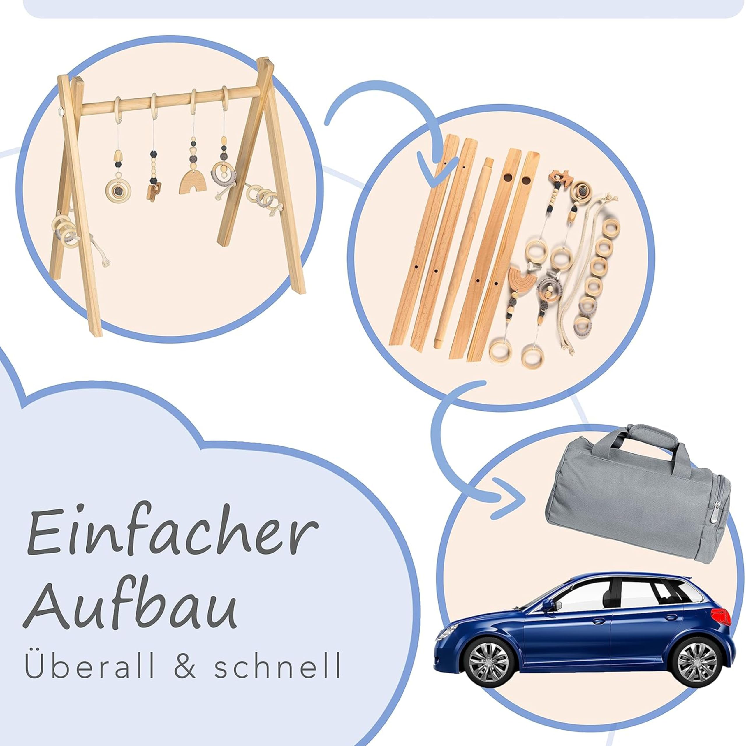 Spielbogen Baby aus Holz - Schadstofffreis Spieltrapez Baby Spielzeug ab 0 Monaten für Wohnung und Kinderzimmer mit Activity Holz-Spielzeug