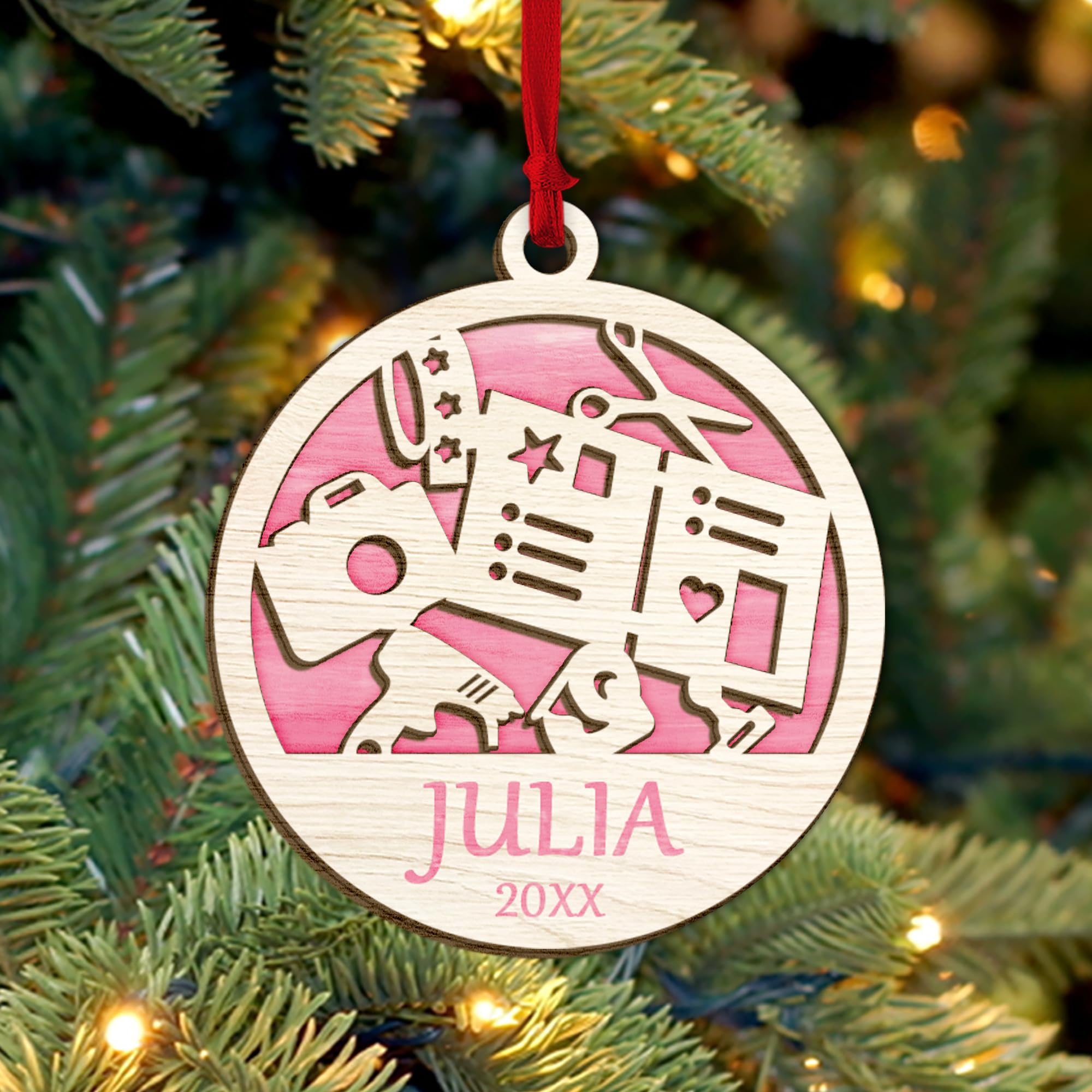 Personalized Scrapbook 2-Layer Wood Ornament - Custom Scrapbooking Christmas Tree Keepsake, Bookworm Gift, Bookish Decor