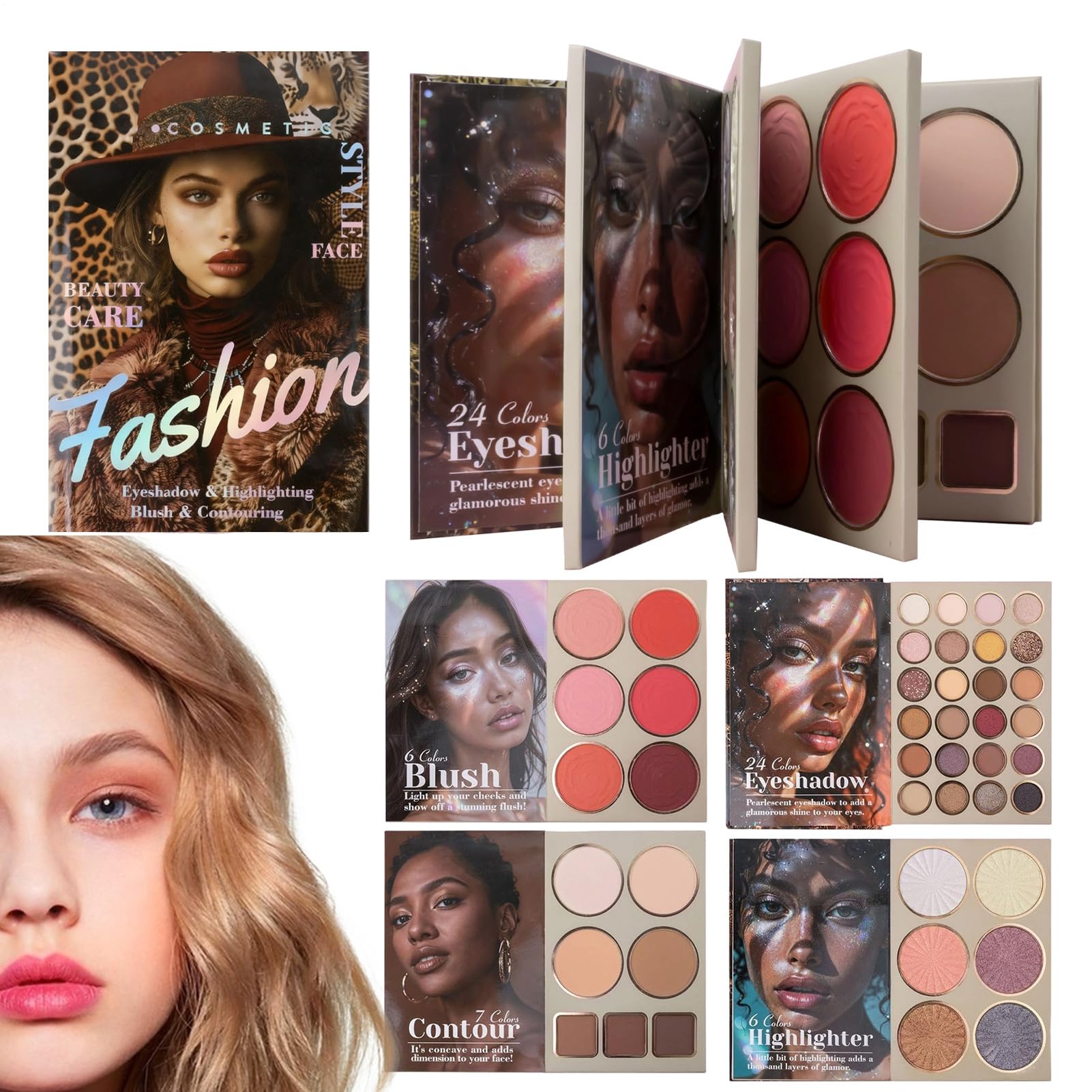 Palette di trucco, 4 illuminanti miscelabili, set cosmetico, palette di ombretti pigmentati, per donne e ragazze, per tutti i tipi di pelle, compleanni, Natale, feste, appuntamenti