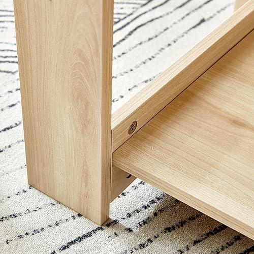 Miniatura 7 de Mesa auxiliar de 2 niveles, moderna mesa de centro rectangular para sala de estar con estante de almacenamiento para decoración de sala de estar,