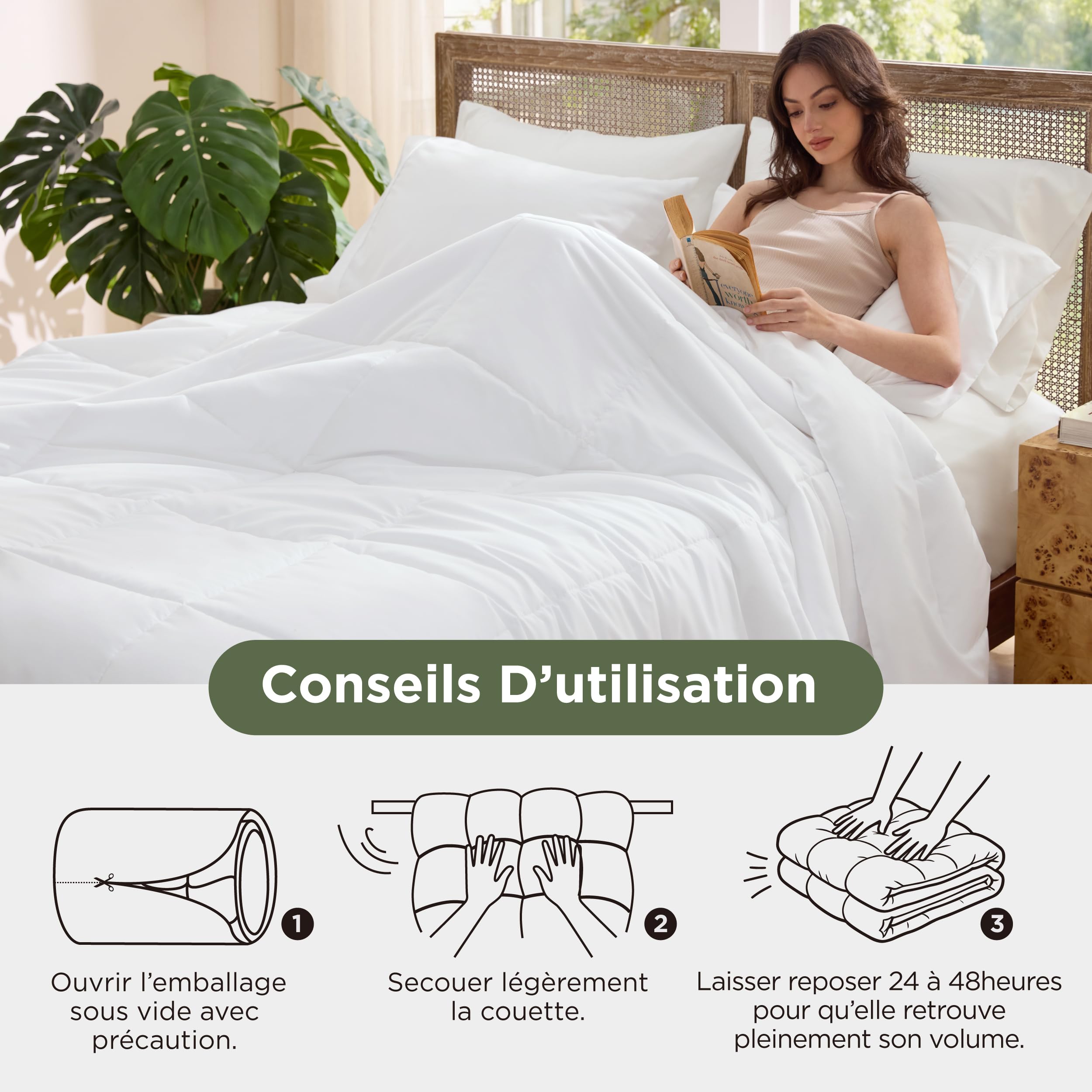 Bedsure Couette d'été 240x220, Couette légère d'été 240x220, Douce, Fine et légère pour l'été, Microfibre Respirante, Couette matelassée Estivale certifiée Oeko-TEX pour Personnes allergiques, Blanc