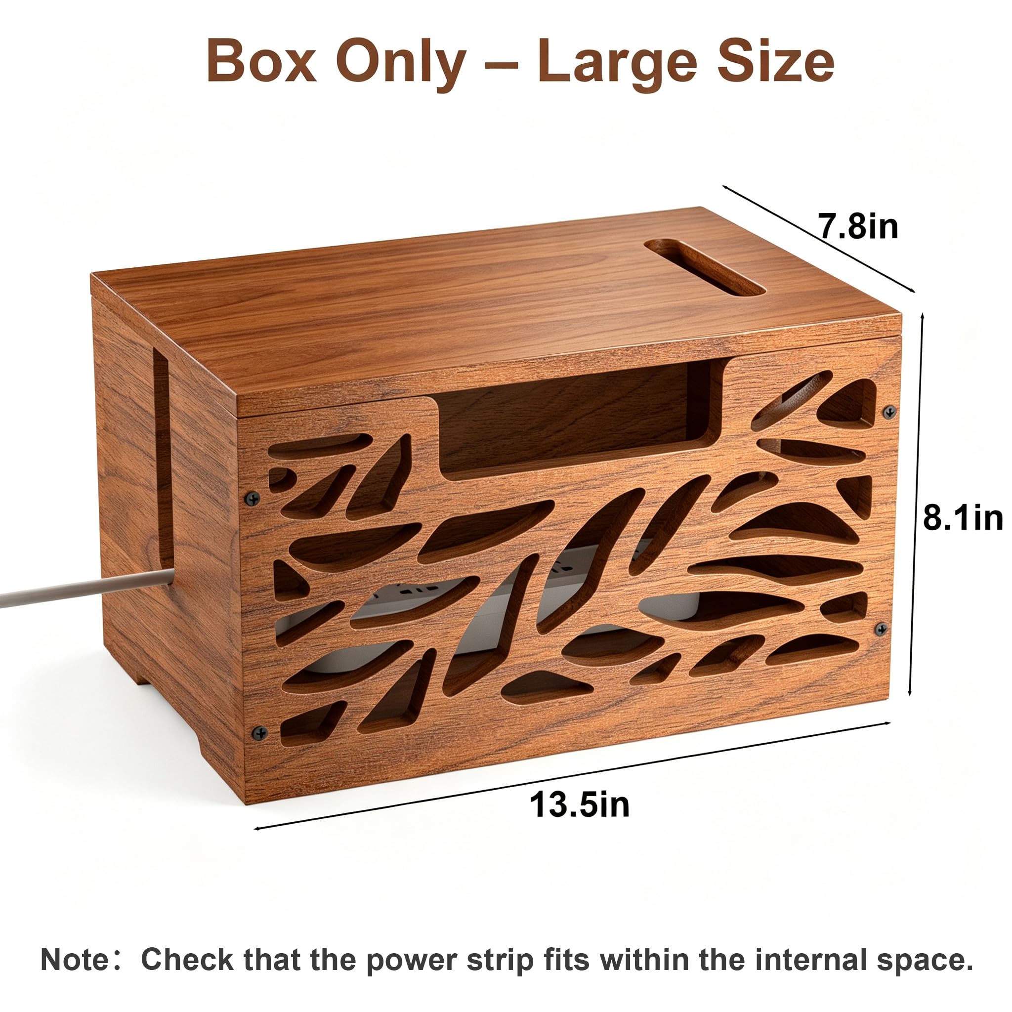Wooden Cable Box - Hide Cords & Declutter -3