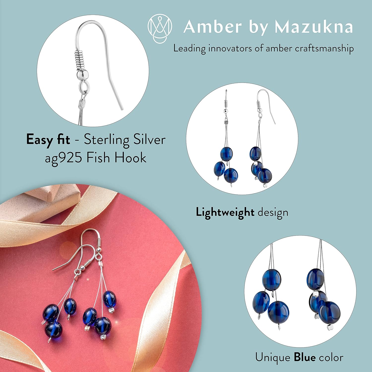 Pull-Through Earrings, Amber Jewelry, Faceted Sparkling Amber Earrings - Parent