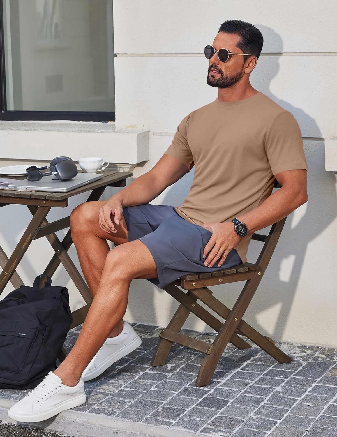 COOFANDY Mens Muscle Shirt Short Sleeve Slim Fit T-Shirts Texture Crewneck Tees Longline Gym Workout Athletic Shirt - Image 4