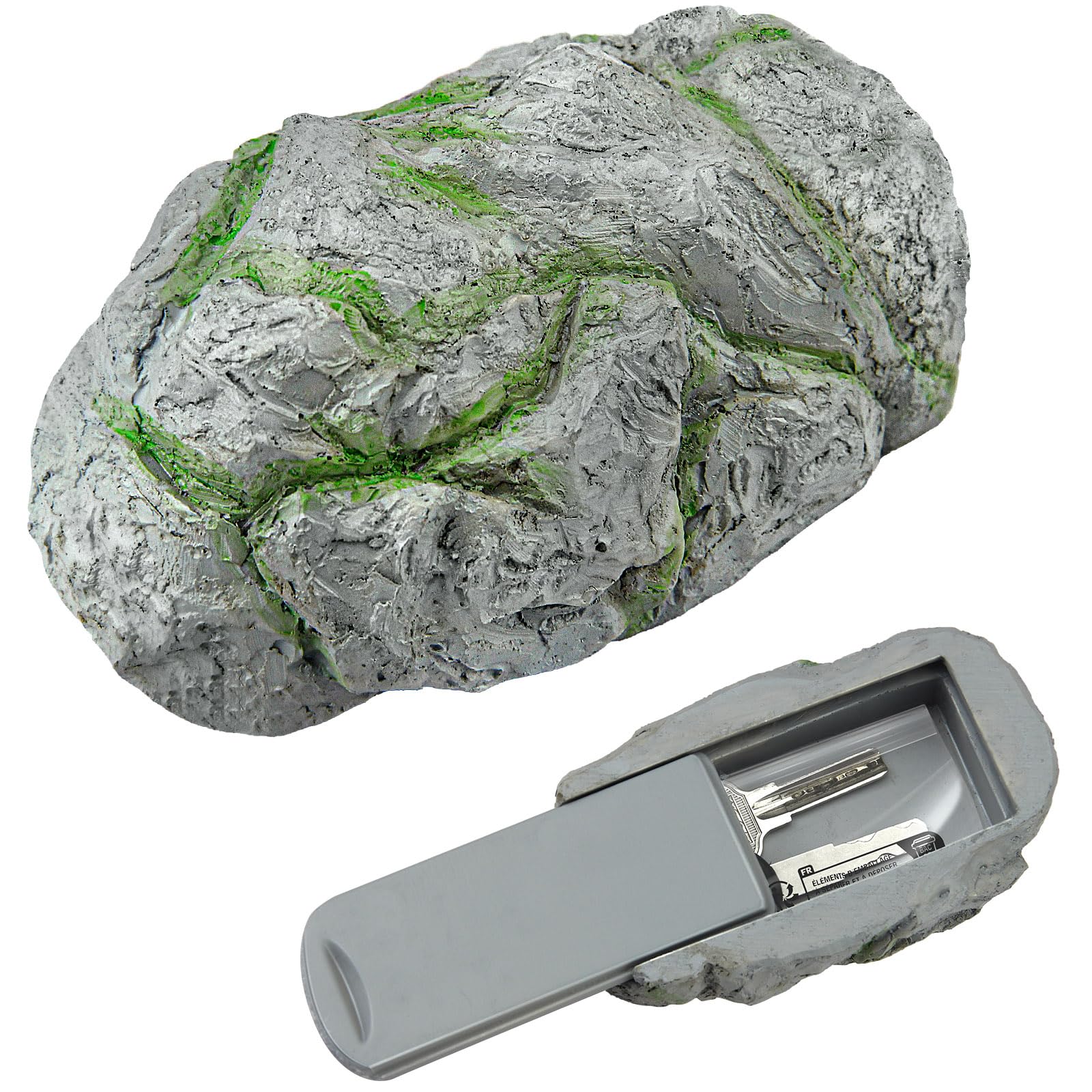 Lunhoo Fake Rock Hidden Storage Key Hider, Spare Key Simulate Stone Keys Case, Outdoor Waterproof Key Hidden for Garden or Yard (Light Grey)