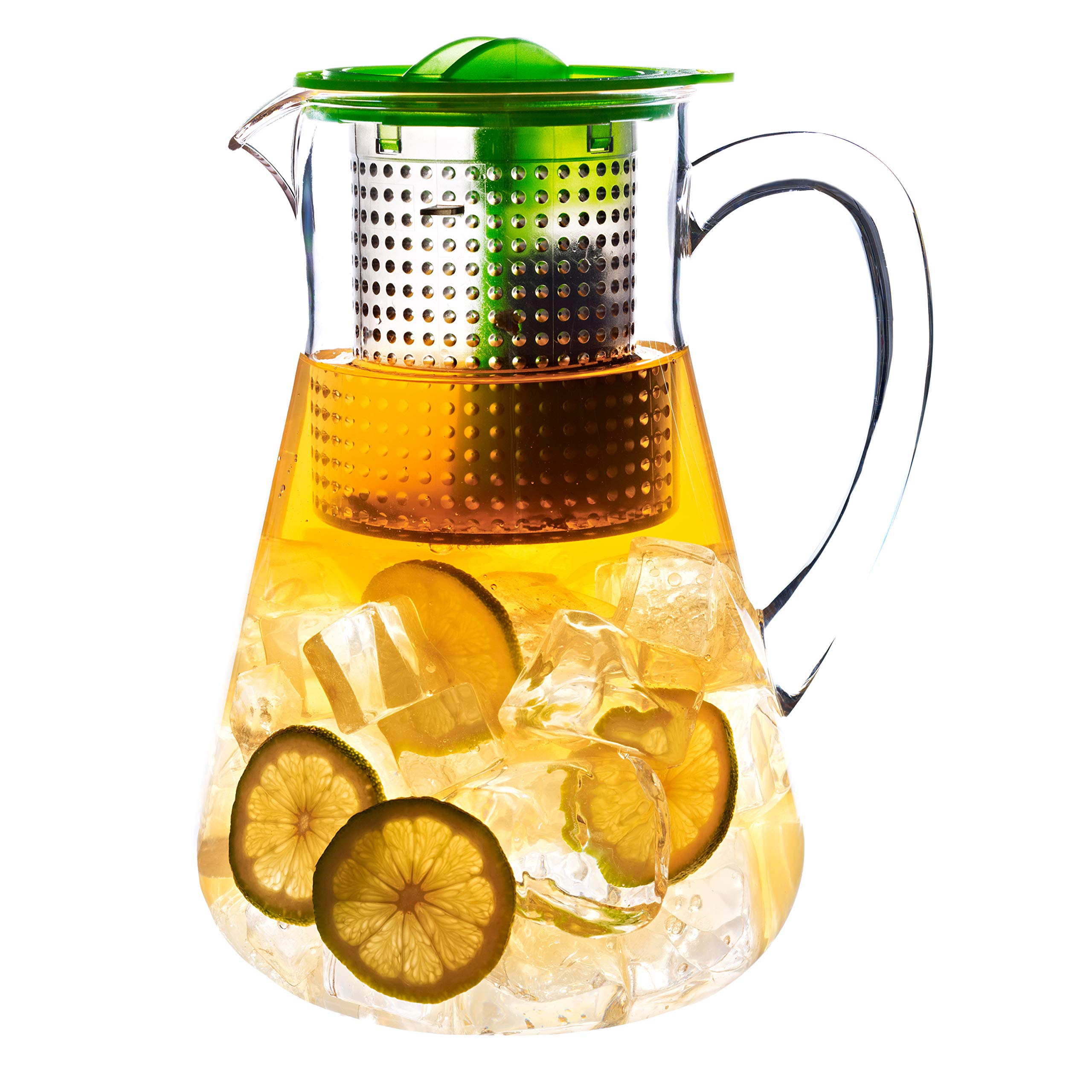 finum® ICED TEA CONTROL 1,8 Liter - Robuste Teekanne mit Deckel & Siebeinsatz, Polycarbonat-Teekanne und extra robust, Kanne, Teebereiter, Filter, Patentierte Brühkontrolle, BPA-frei - Grün