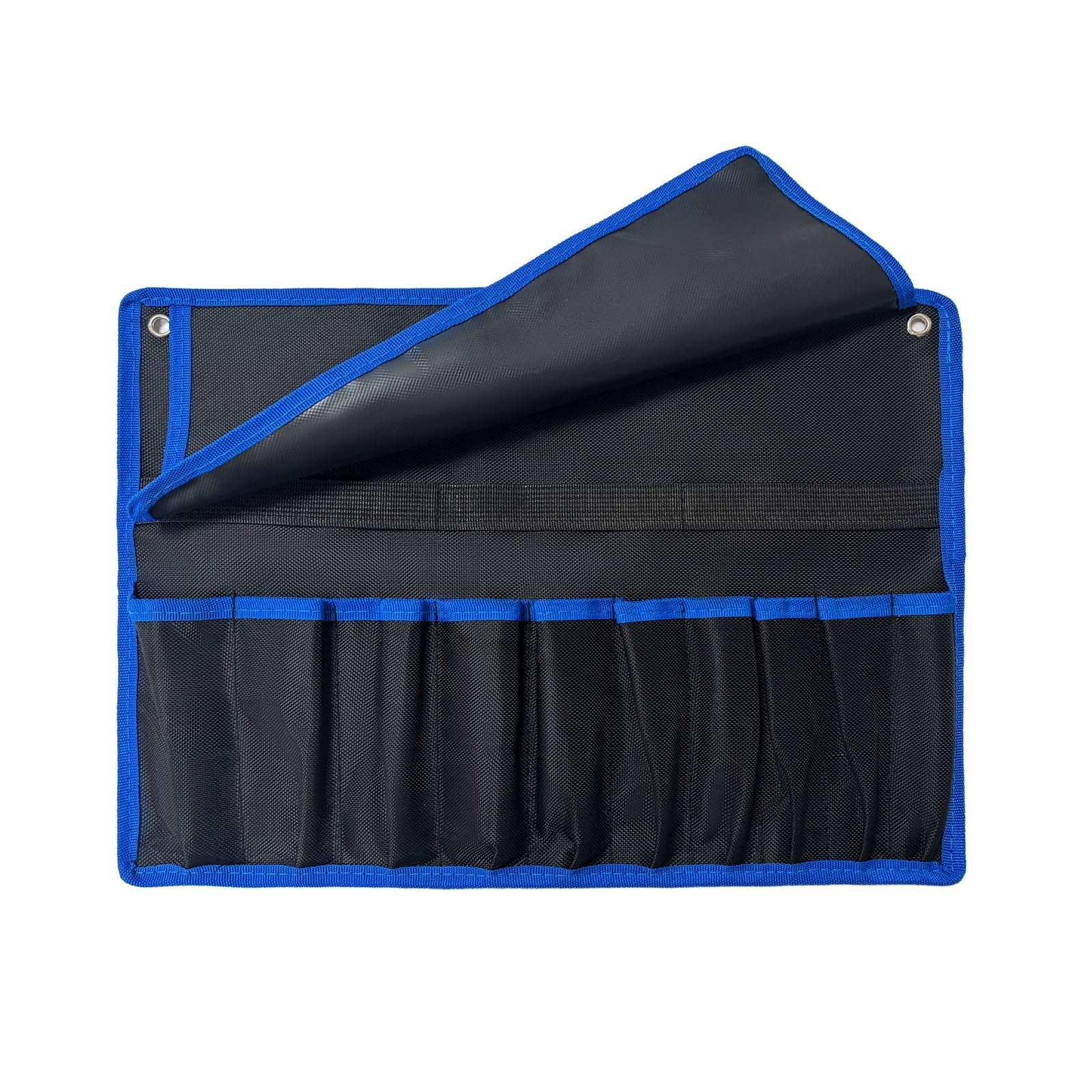 THAIYUANG 10-Pockets Big Roll Up Hand Tool Pouch with Flip Cover, Heavy Duty Canvas Tool Organizer Bag (Only Pouch)