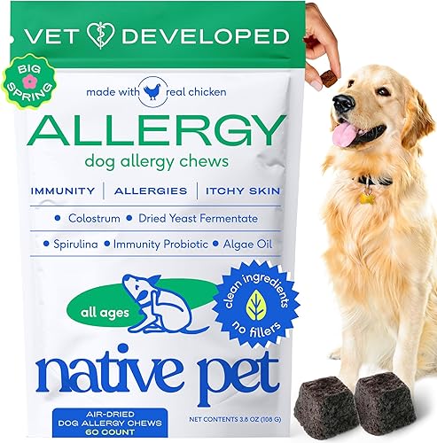 Miniatura 10 de Native Pet Masticables para alergias para perros – Alivio de la alergia de perros para razas pequeñas – Apoya el alivio de la picazón estacional