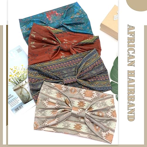 Miniatura 4 de Diademas bohemias para mujer, banda elástica con nudo, bandas antideslizantes para el cabello, yoga, cuidado de la piel, spa, turbantes, turbantes