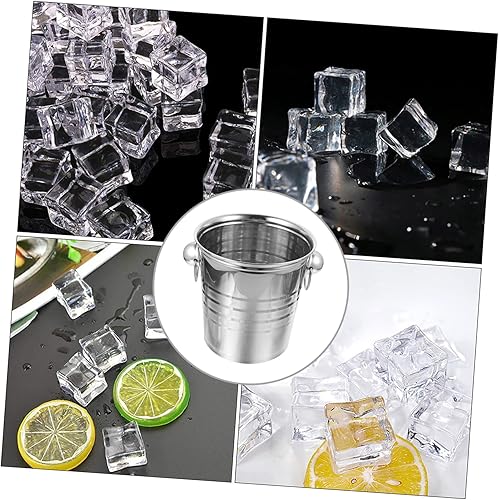 Miniatura 4 de Cubo de almacenamiento de hielo grueso de acero inoxidable con doble asa enfriador de cerveza para Ktv bares fiestas para botellas y bebidas