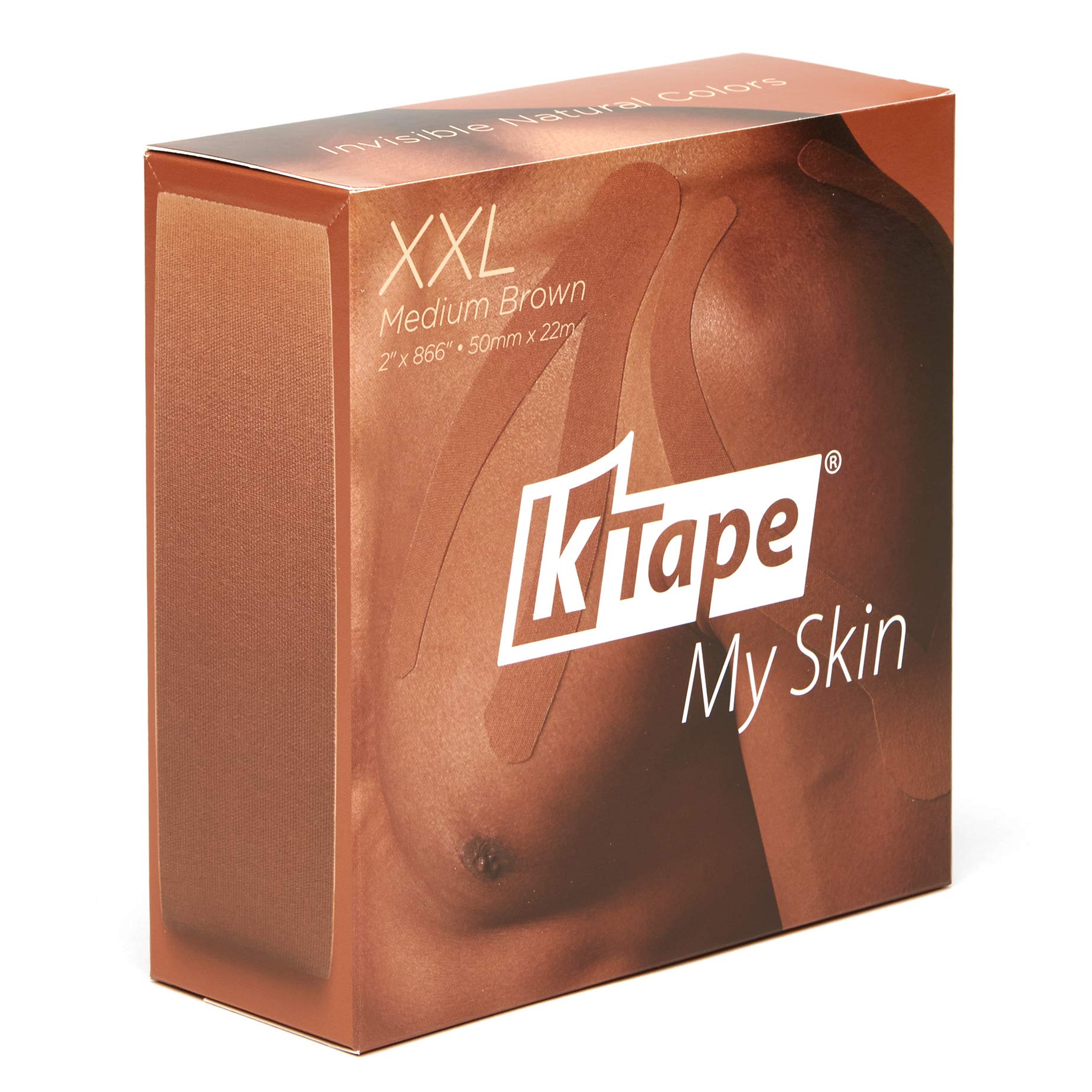 K-Tape® My Skin Medium Brown XXL (Rotolo XXL, 5cm x 22m)[Colore: Marrone medio]