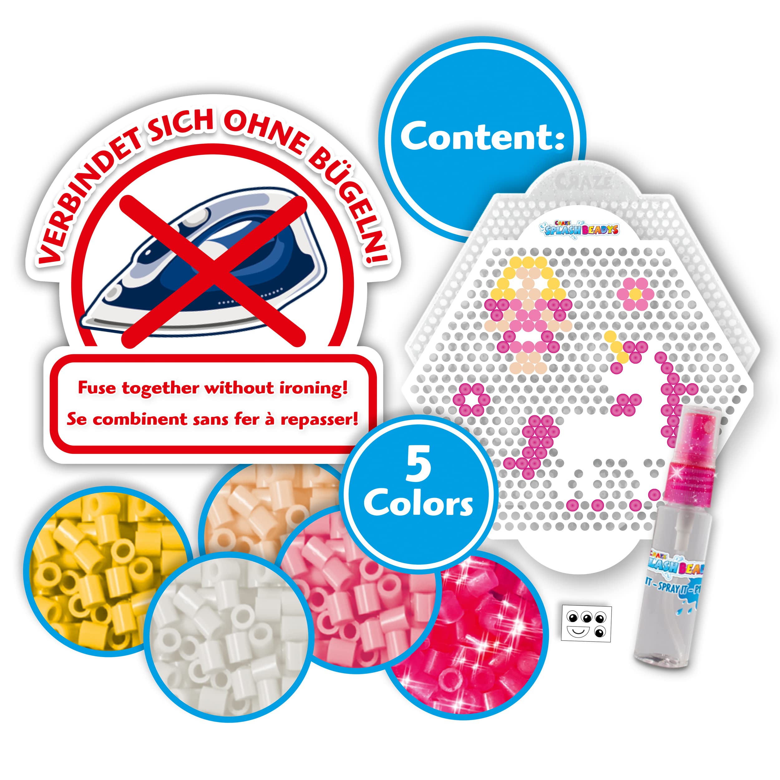 Craze Splash Beadys Kit De Manualidades De Unicornios Con Perlas De Agua – Sin Plancha, Solo Rocía Agua, 14 Colores, Fácil Y Seguro Para Niñas