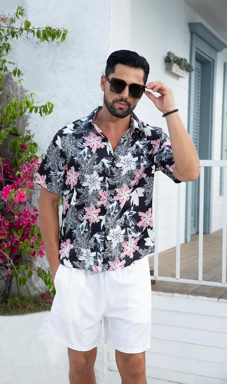 Men’s Hawaiian Shirt Short Sleeve Floral Button Down Casual Beach Vacation Party Shirt - Image 2