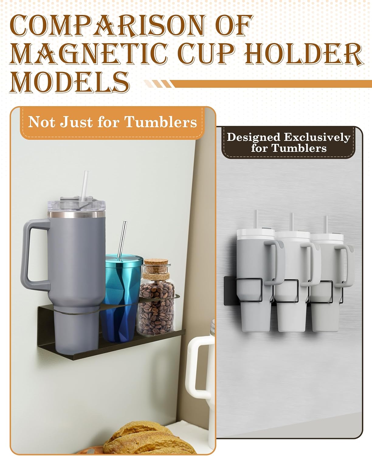 2 Pack Strong Magnetic Cup Holder for Stanley 30 & 40 oz Tumbler - Heavy Duty Magnet - Water Bottle Organizer for Fridge, Cabinet, Office - Fit Stanley Cup Accessories - Image 7