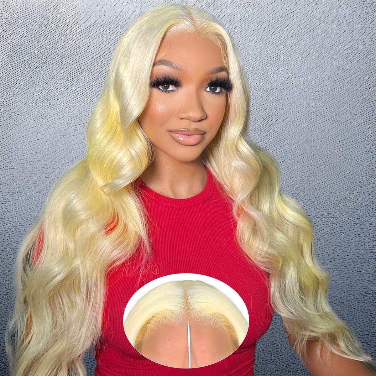 GzorOuzr 613 Body Wave Lace Closure Wigs Human Hair 4x4