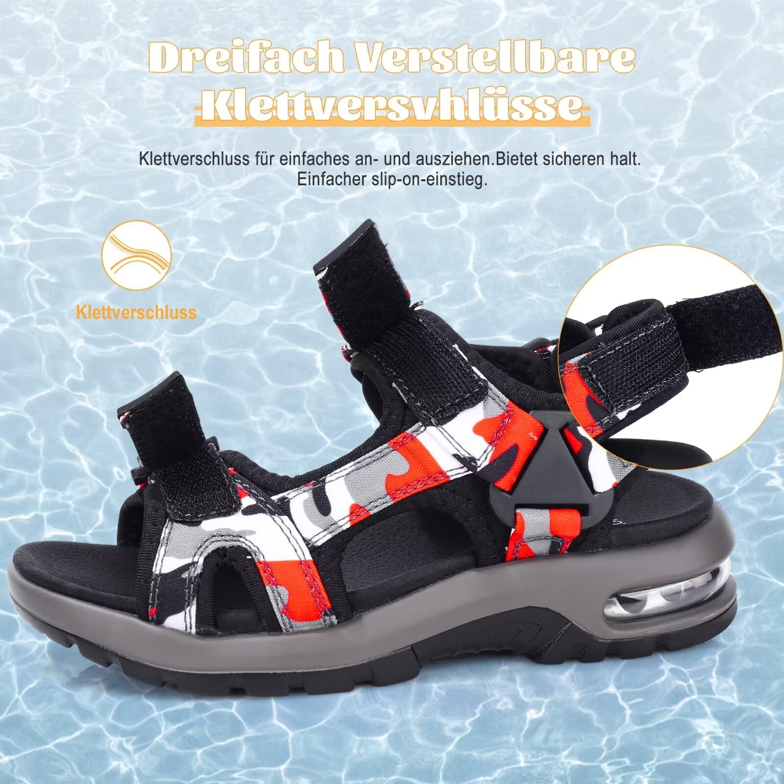 visionreast Sandales Homme Cuir Sandale Randonnée Chaussure d'été Sandale Sport Marche EU38-EU48