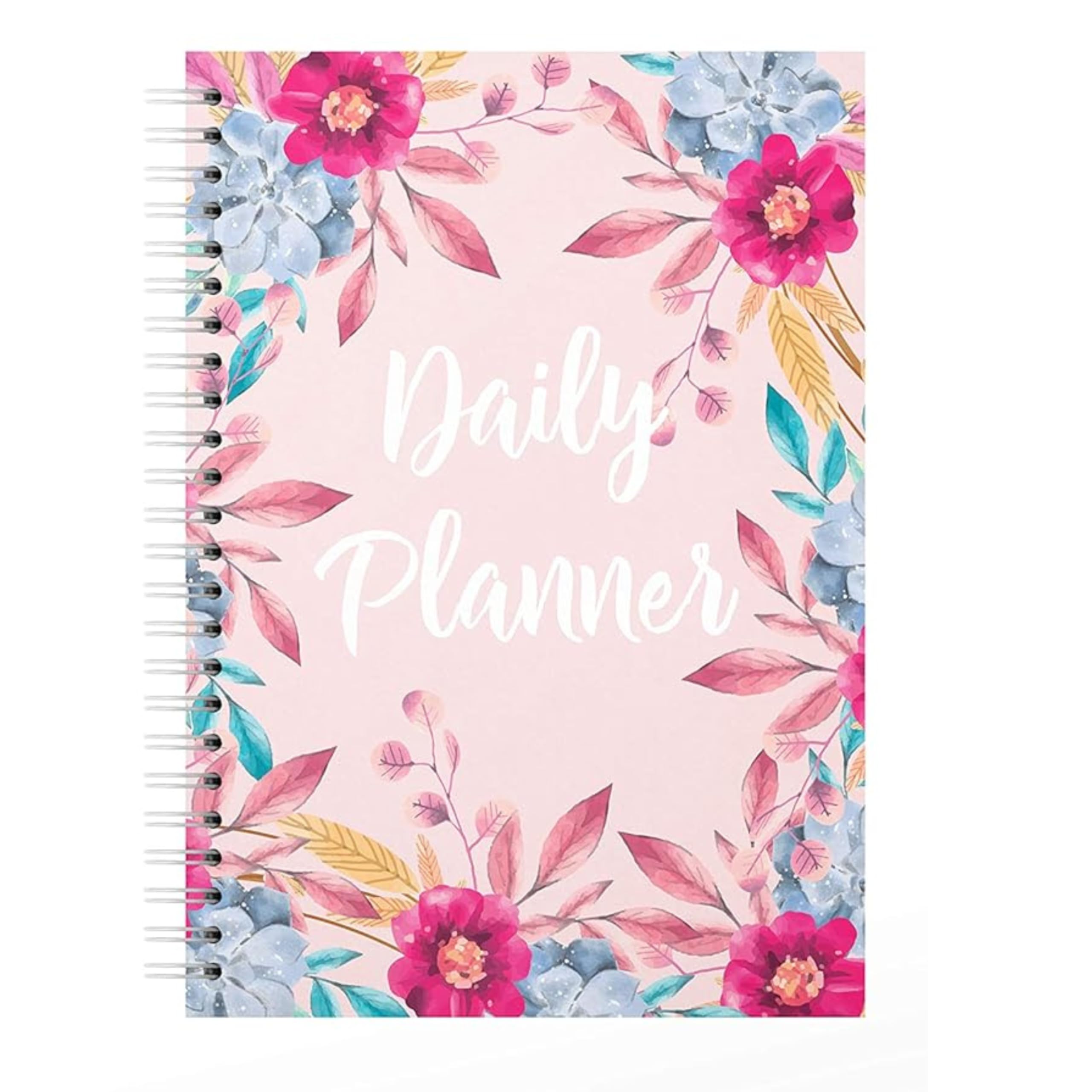 LAURET BLANC 12 Months Floral Undated Planner, 12 Monthly Spreads, 52 Weekly Spreads, Habit Tracker, Utility Pages, Paperback