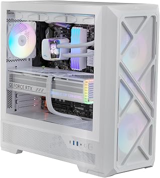 SAMA S41 ATX Mid-Tower Gaming PC Case, 4 ARGB Fans, USB-C, 360mm AIO White