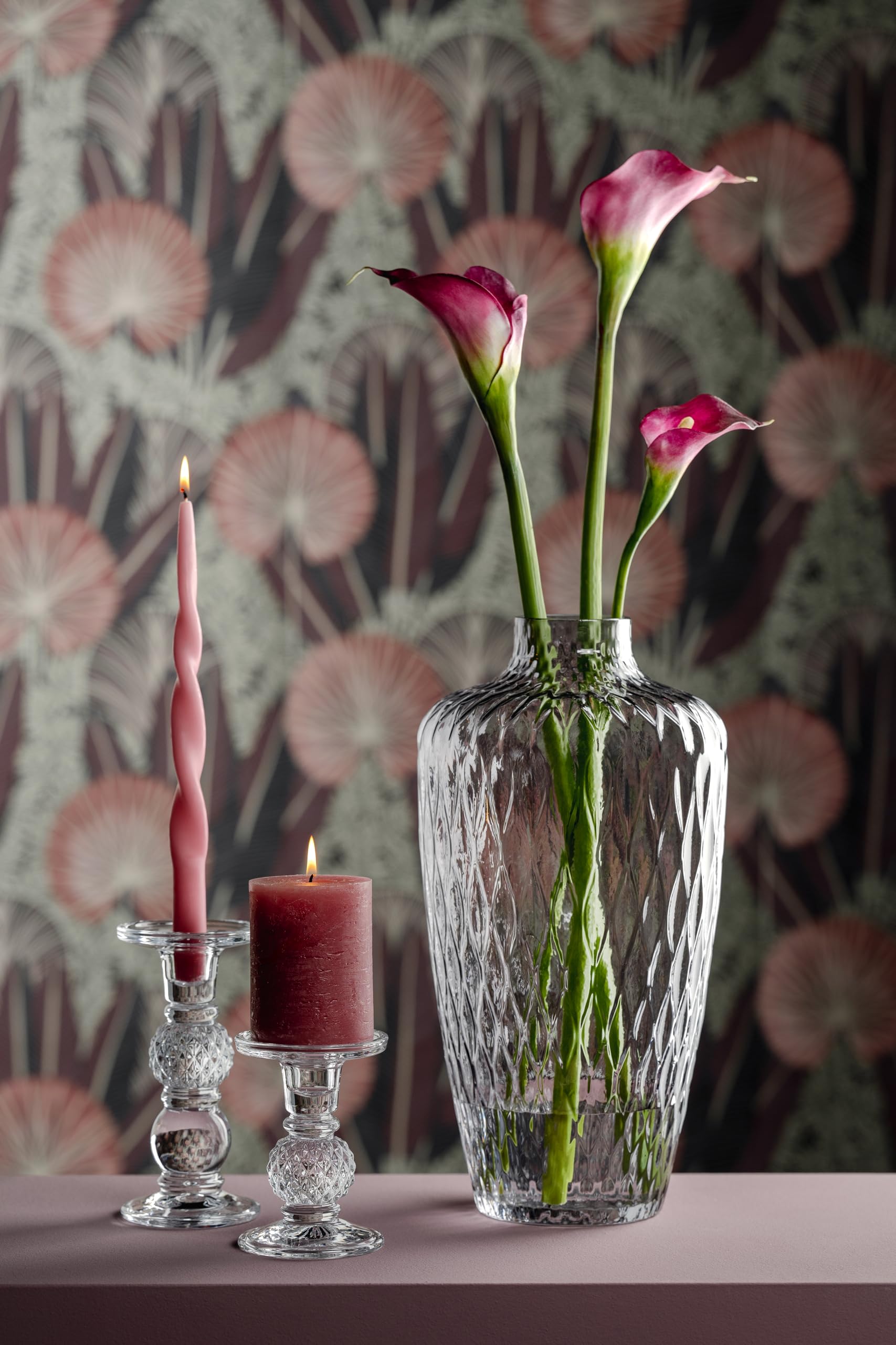 Leonardo Home Giulia Vase • 1 Stück • Blumenvase aus grauem Glas • ⌀7,2 cm • Stilvolle Vase mit haptischer Optik • Glasvase für kreative Blumensträuße • Zeitloses Design • Höhe 38 cm • grau • 055287