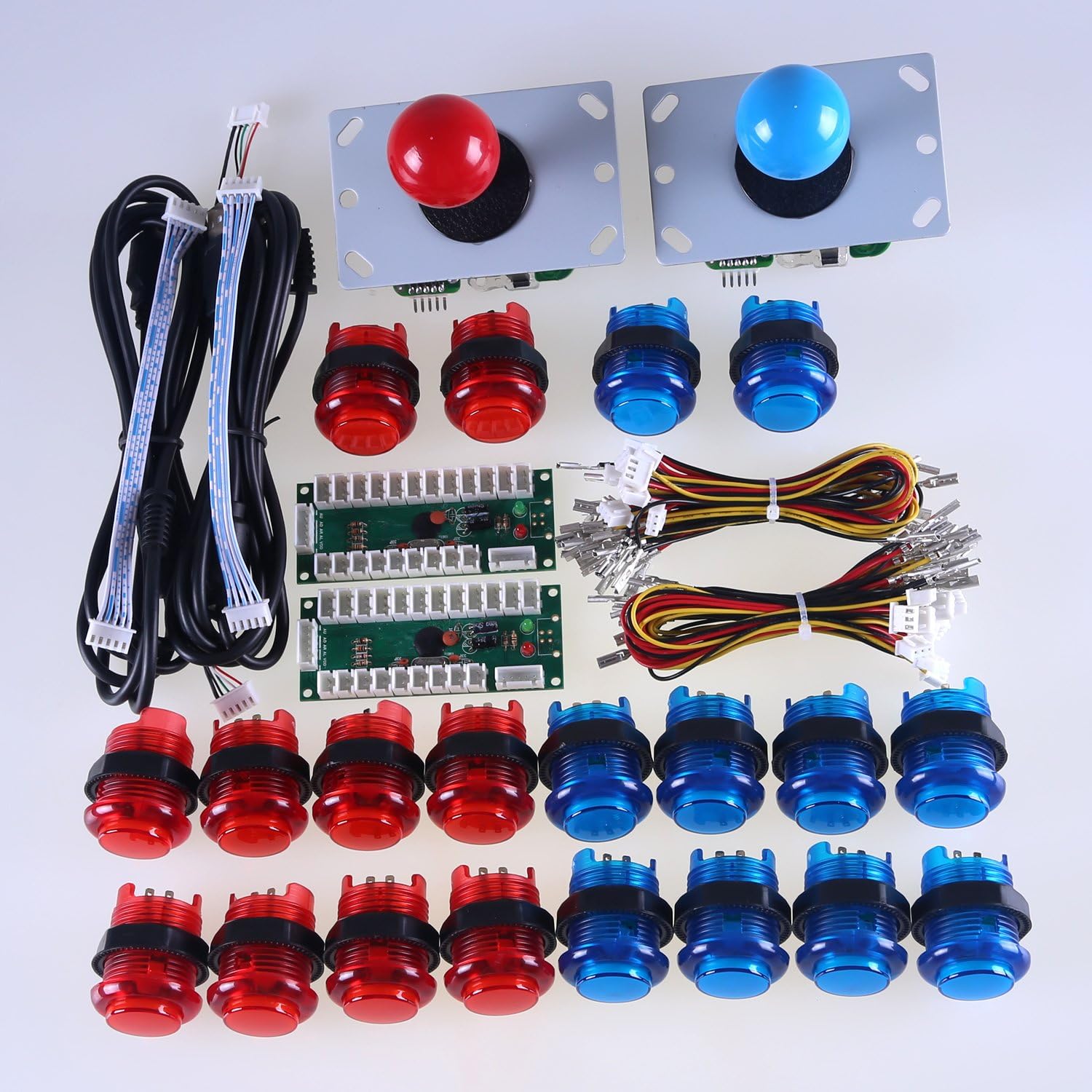 Reyann 2 Player LED Arcade Game DIY Kit 2x No Delay LED Encoder + 2x Joystick + 20x LED Illuminated Push Buttons for PC MAME PS3 & Raspberry Pi RetroPie
