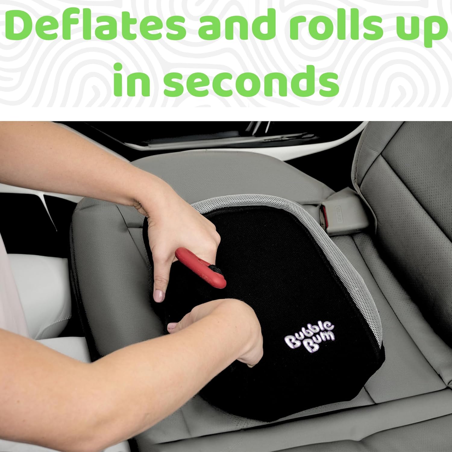 BubbleBum Inflatable Booster Car Seat – Foldable, Lightweight, Backless Travel Booster Seat for Kids, Portable Carseat for Toddler, Fits 3 Across, Compact for Uber - Ages 4-11 Year Old, - Black