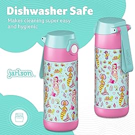Jarlson Kids Water Bottle MALI [12OZ] - No Straw Stainless Steel Thermo Bottle - Insulated Waterbottle Leak Proof for School & Sports - Thermo Tumbler for Boys & Girls (Mermaid)