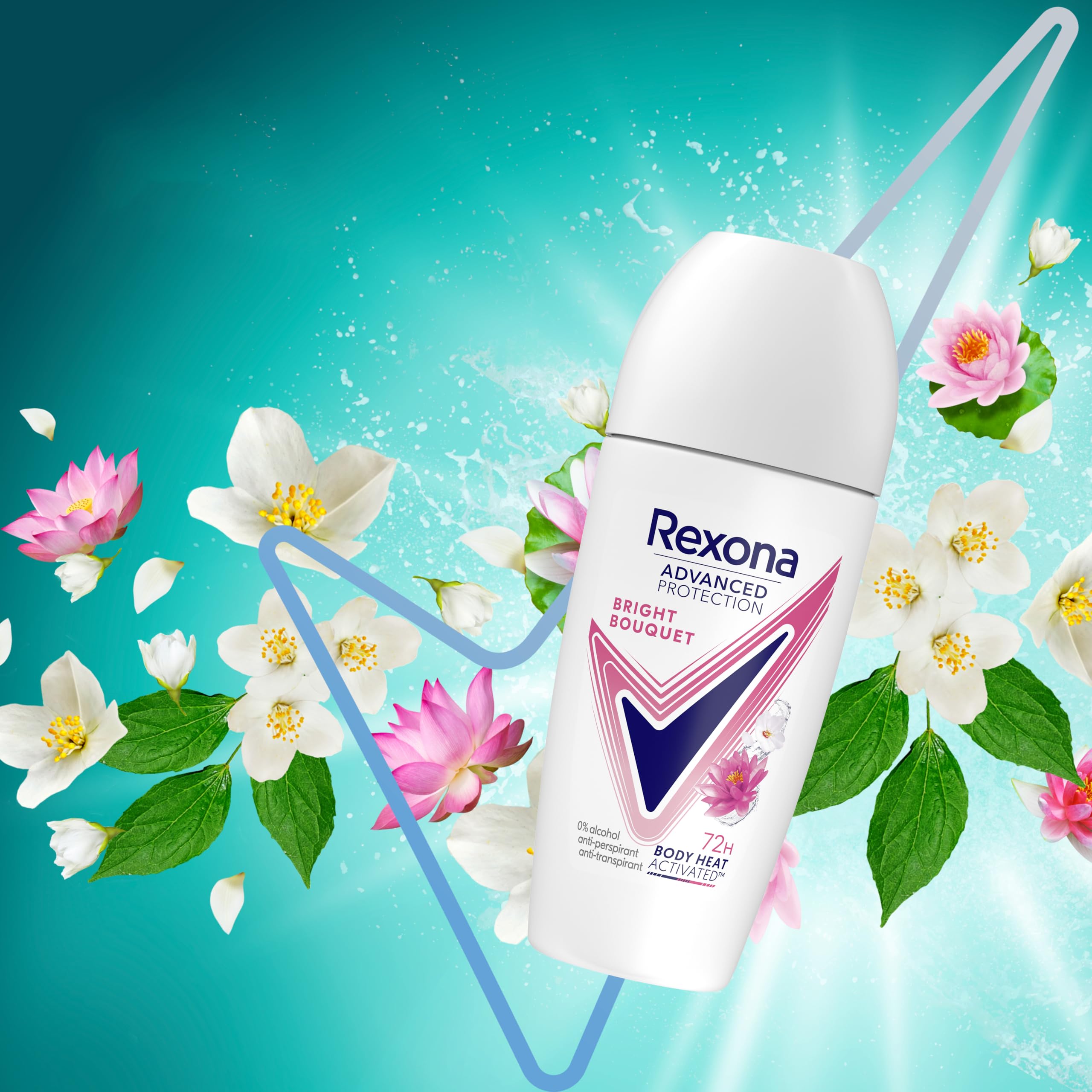 Rexona Advanced Protection dezodorant antyperspirant w rolce dla kobiet, jasny bukiet 72h, 50 ml, 6 sztuk