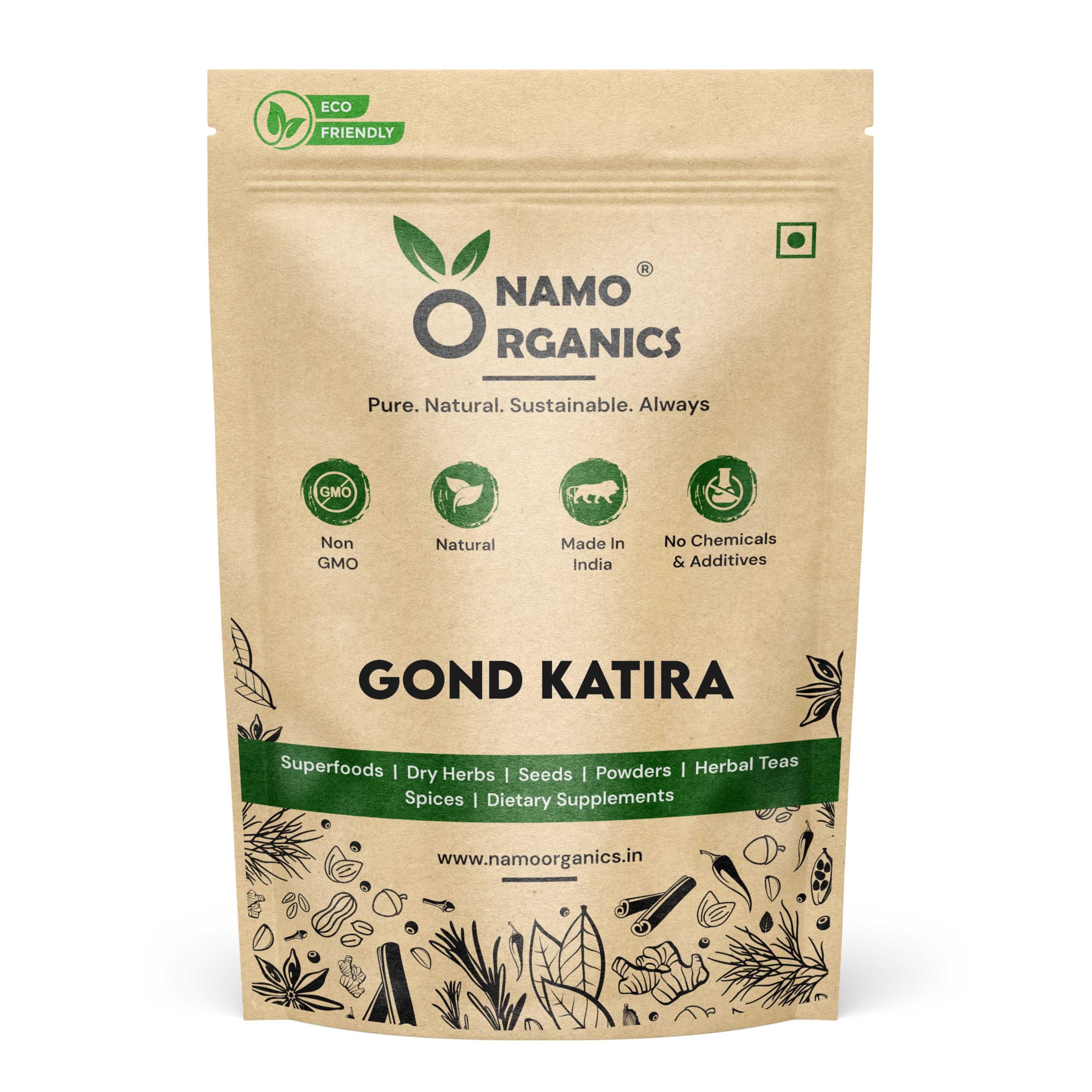 Namo Organics - Gond Katira Pure - 400 Gm (Edible Gum) - Almond Gum Badam Pisin