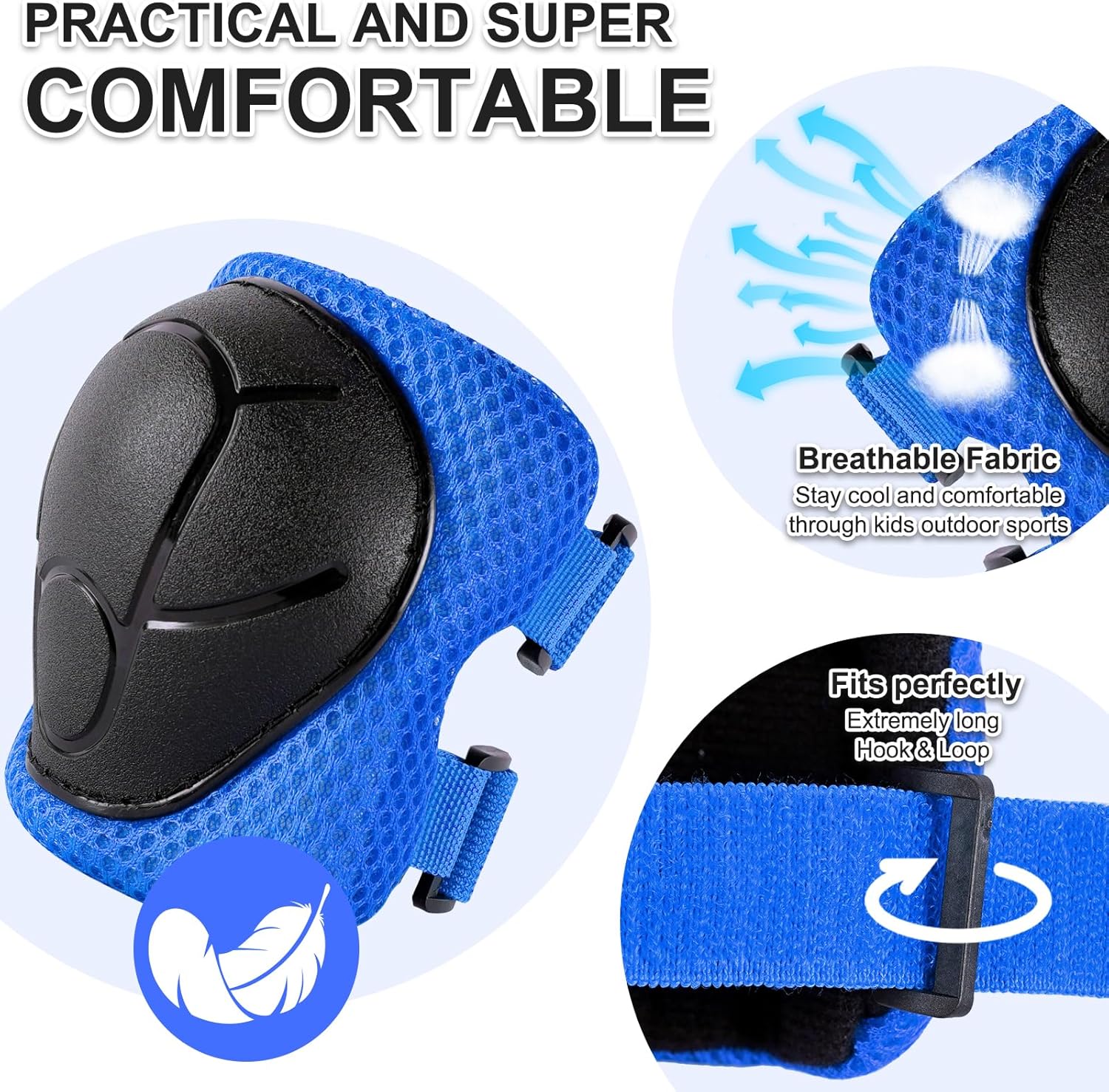 Knee Pads for Kids 3-14 Years Toddler Knee and Elbow Pads with Wrist Guards 3 in 1 for Bicycle Scooter Roller Skates Skateboarding (Yellowpinkblue, Small) - Image 4