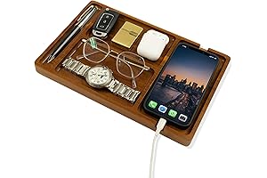 68LDROOTER Wooden Valet Tray: EDC Organizer and Nightstand Essential for Men