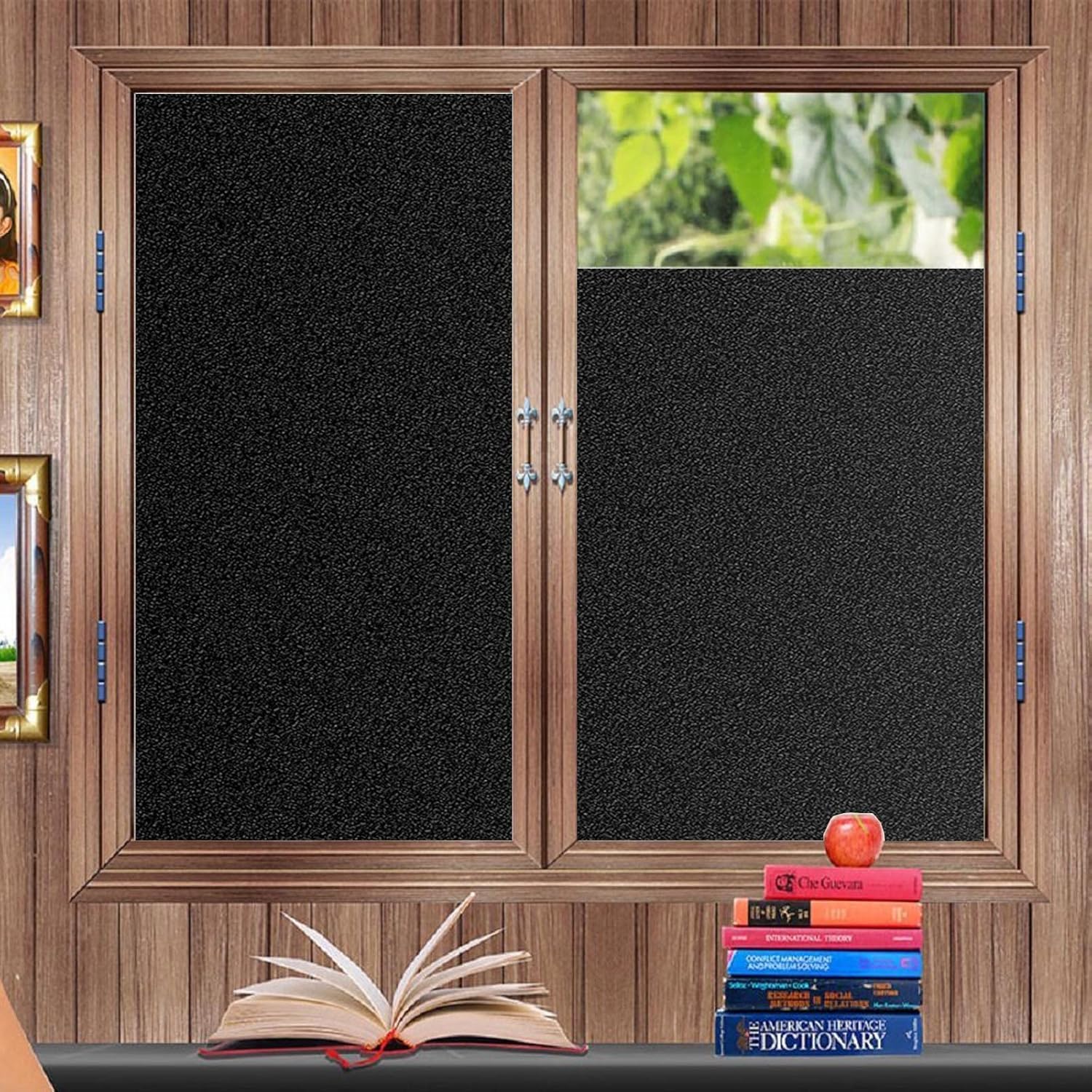 Zindoo Blackout Window Film, Black Out Window Film Privacy Day and Night, Blackout Frosted Glass Sticker Vinyl Covering for Glass Doors, Light Blocking UV Protection Dark Black Window Tint, 59.5*200cm — image 1